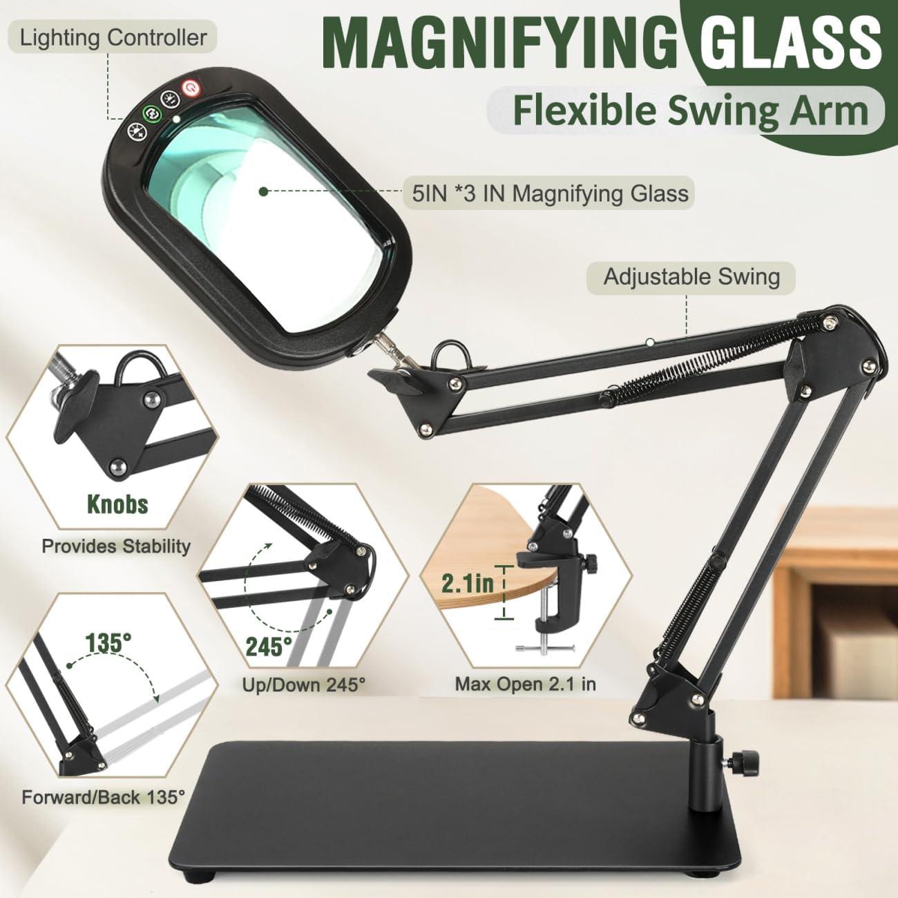 Lupa Rectangular 10X con Luz LED Veemagni - Soporte Ajustable