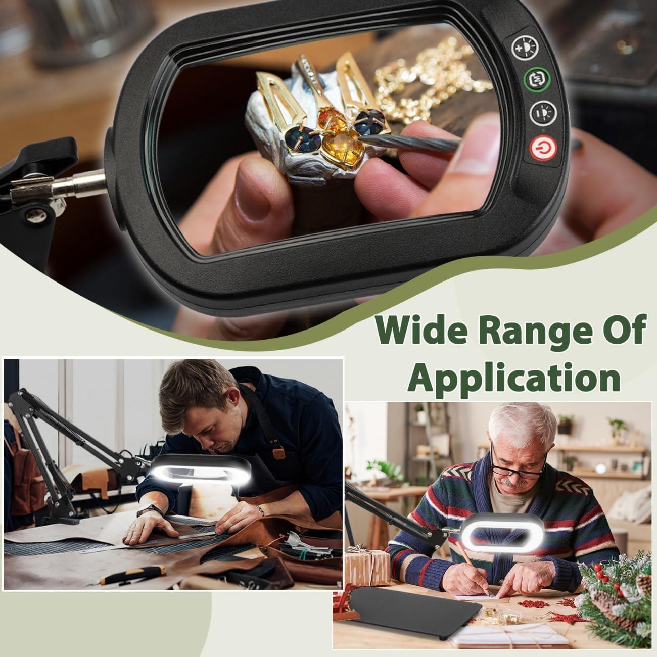 Lupa Rectangular 10X con Luz LED Veemagni - Soporte Ajustable