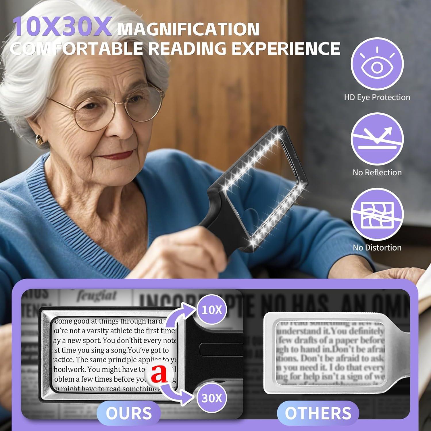 Lupa Rectangular HQGZQL 10X con Luz LED Regulable 11.1x6.1cm