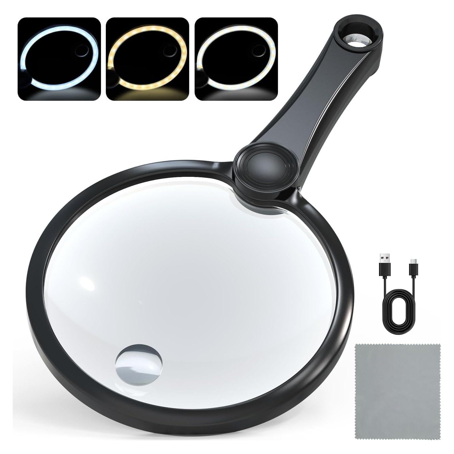 Lupa de Mano IMICHI 10X/20X con LEDs Recargable - 130mm