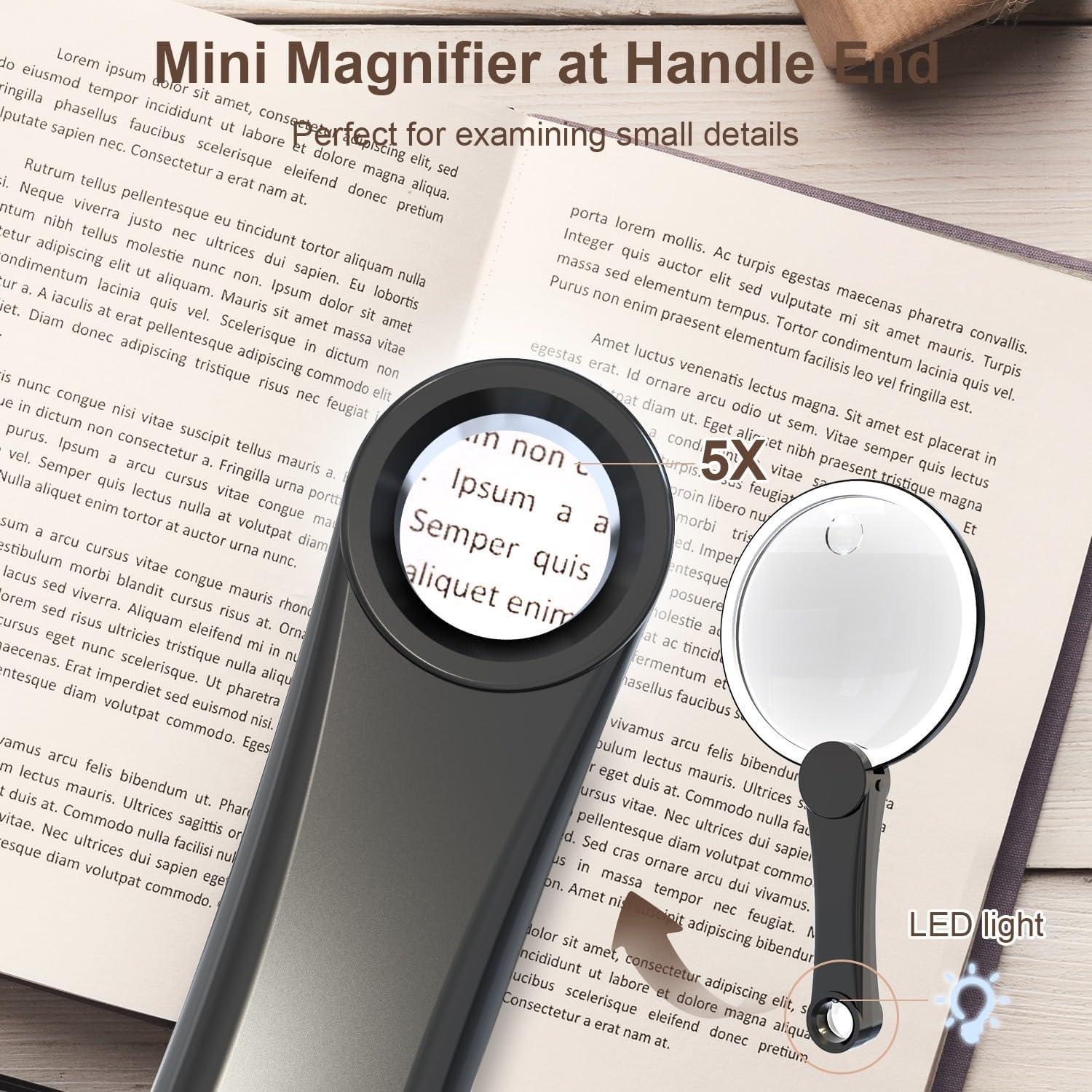 Lupa de Mano IMICHI 10X/20X con LEDs Recargable - 130mm