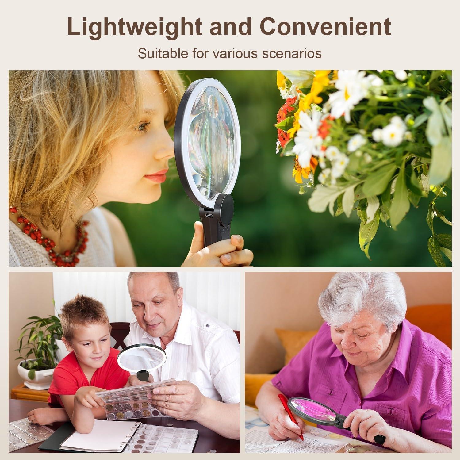 Lupa de Mano IMICHI 10X/20X con LEDs Recargable - 130mm