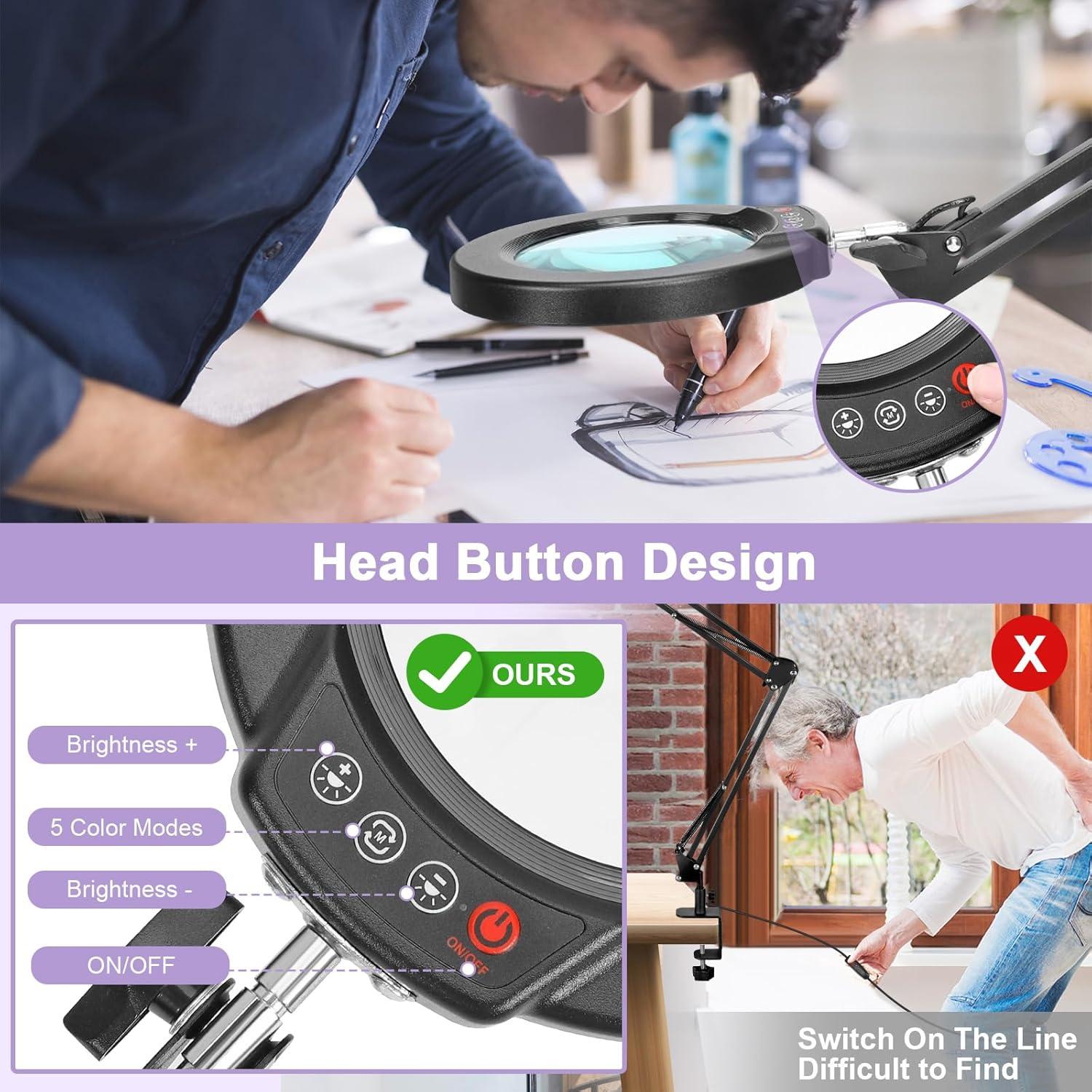 Lupa de Aumento 10X Seylae con Luz LED y Abrazadera