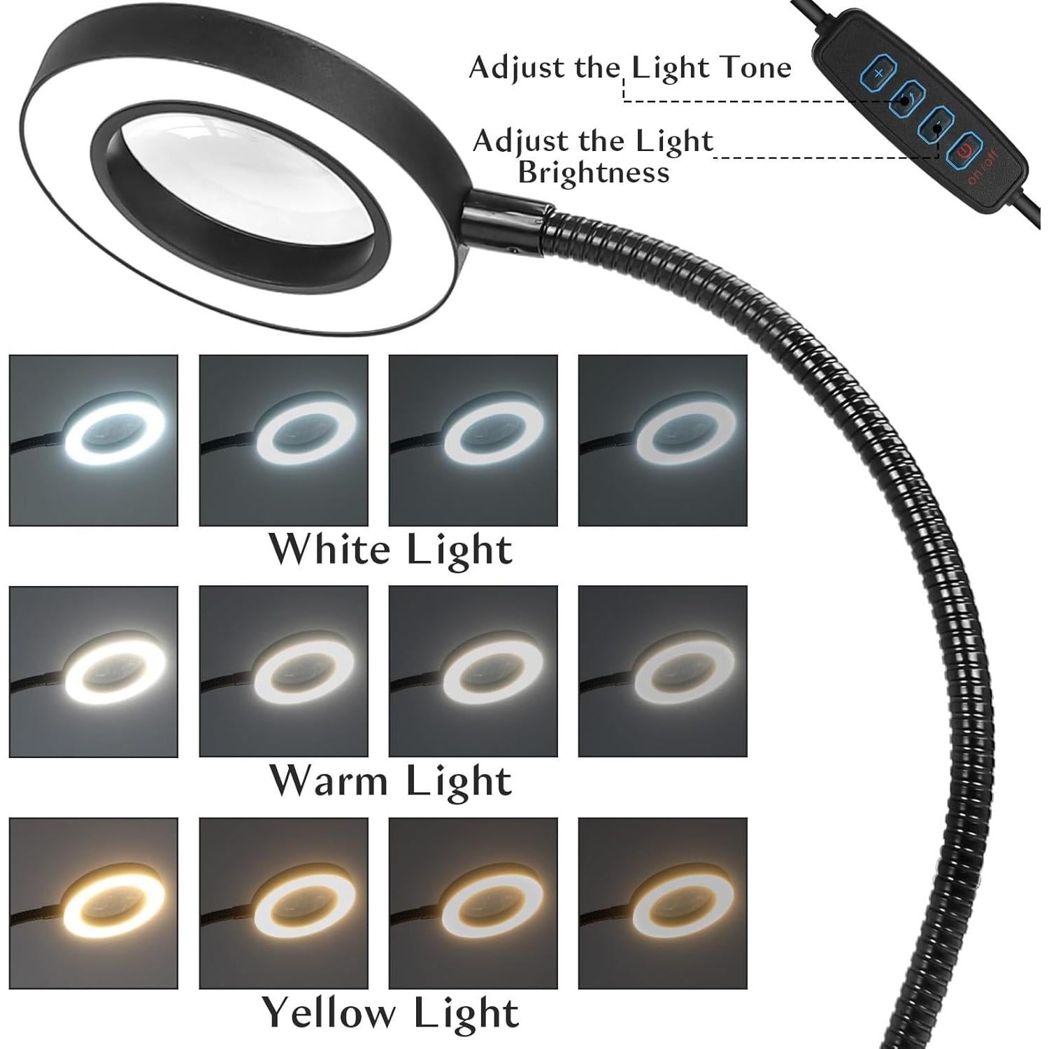 Lupa de Soldadura ZQXJXZ con LED 3X y Brazos Flexibles