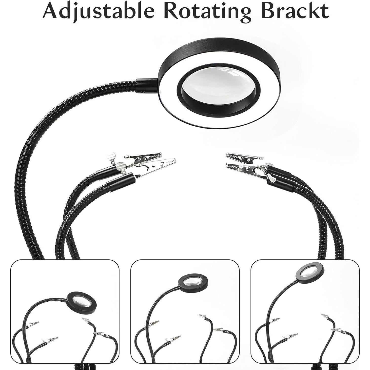 Lupa de Soldadura ZQXJXZ con LED 3X y Brazos Flexibles