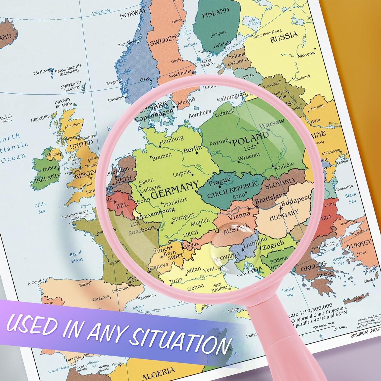 Lupa de Mano Lakei 10X 30X Rosa, Lente Acrílica 75mm