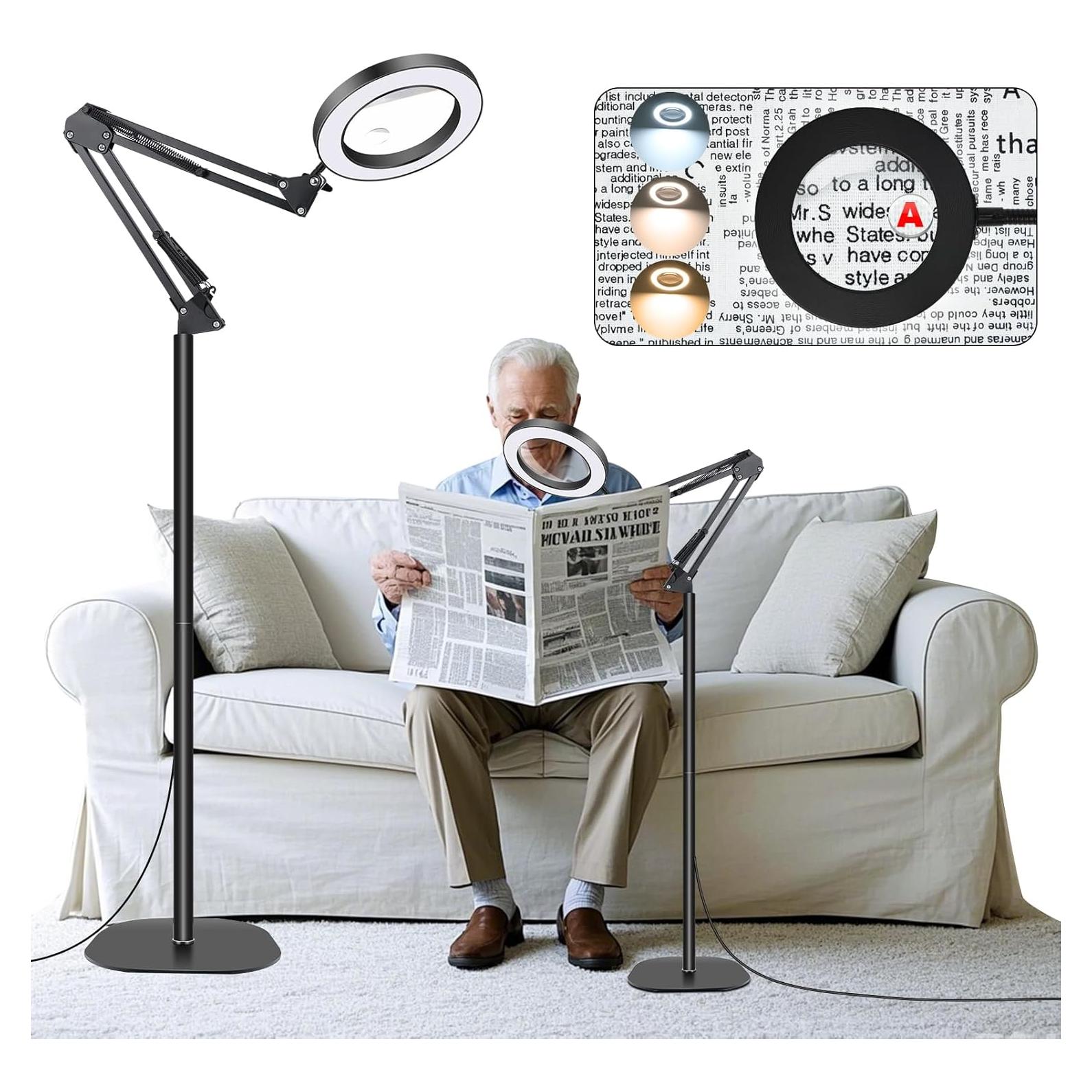 Lupa de Piso NZQXJXZ 10X 30X con Luz LED y Soporte Ajustable