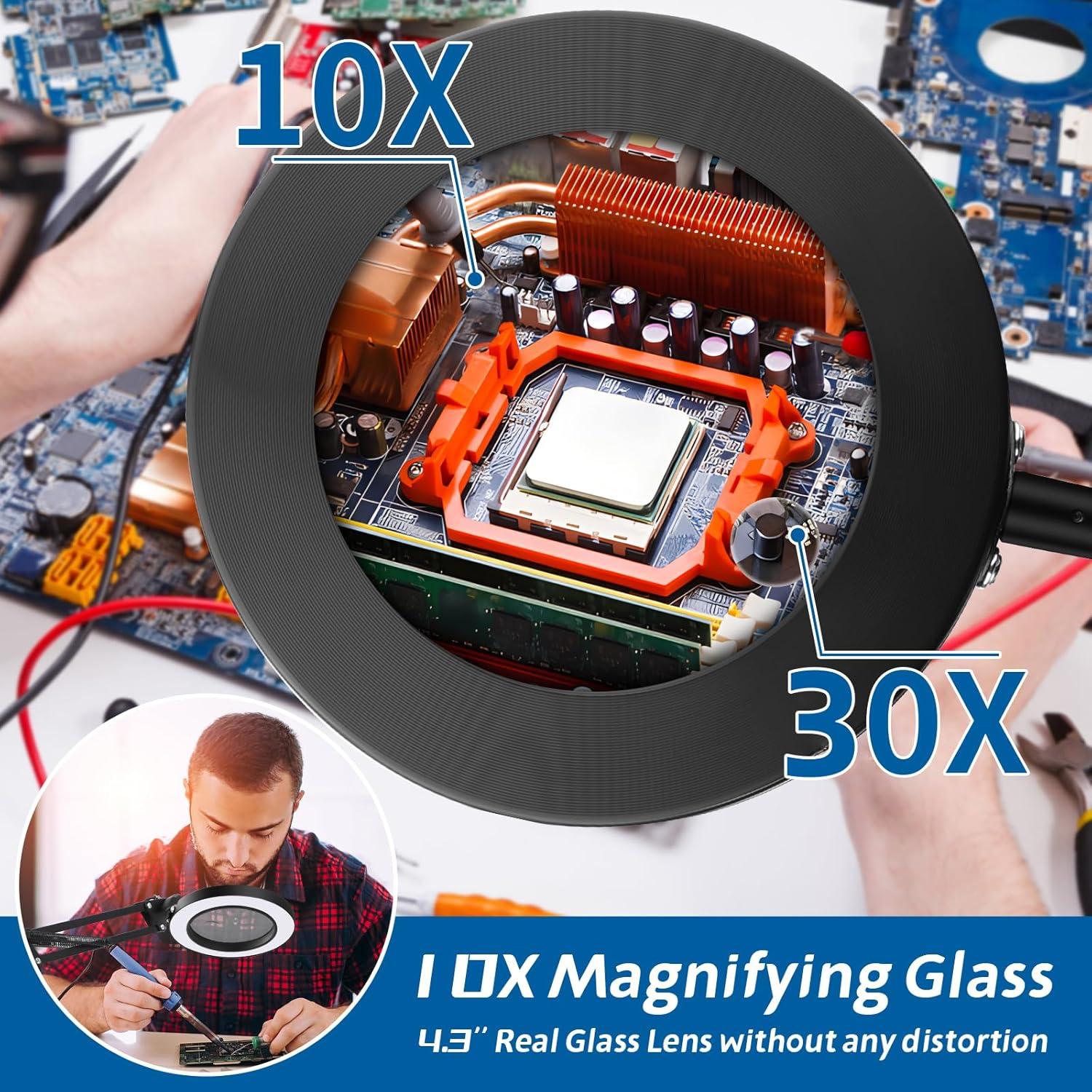 Lupa de Piso NZQXJXZ 10X 30X con Luz LED y Soporte Ajustable