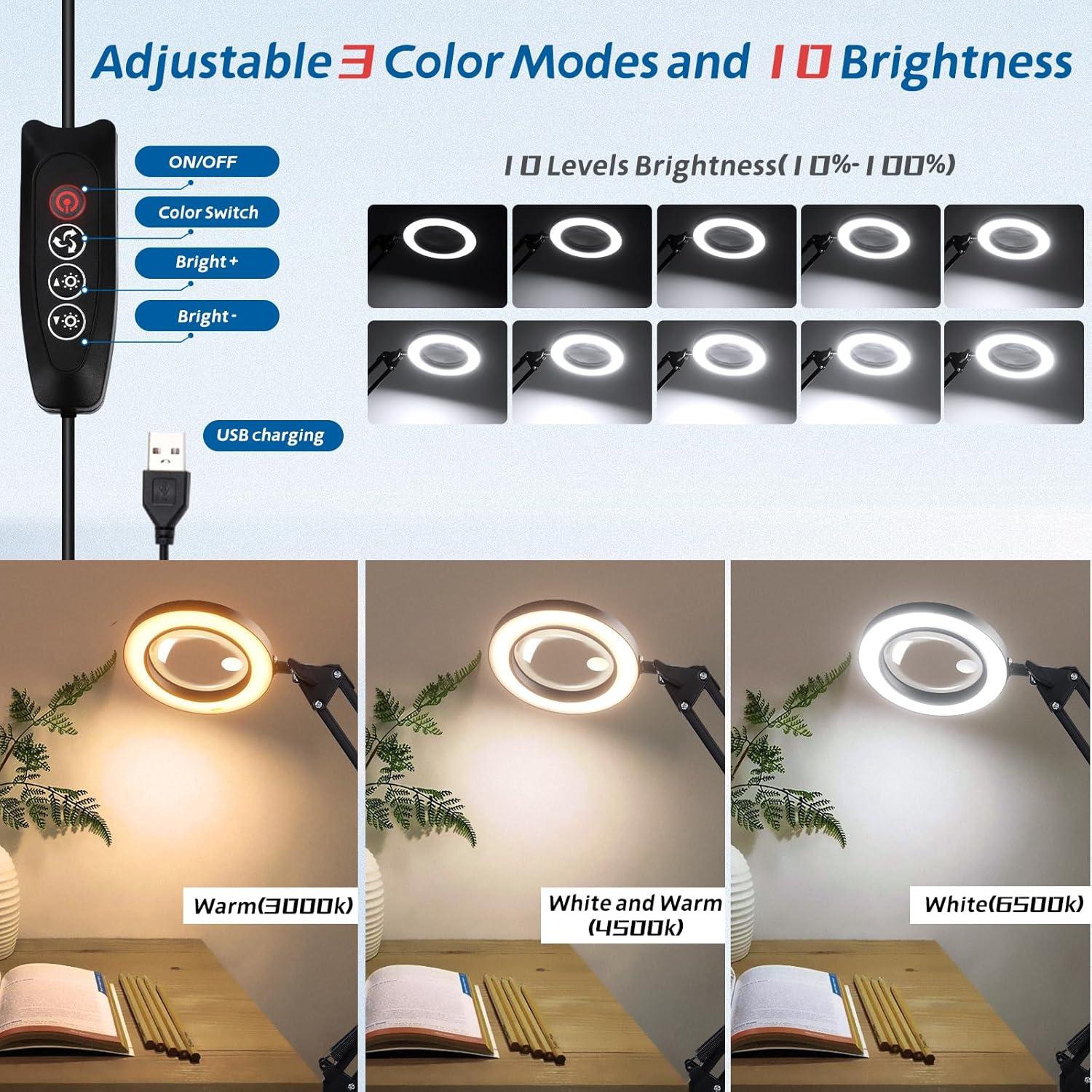 Lupa de Piso NZQXJXZ 10X 30X con Luz LED y Soporte Ajustable