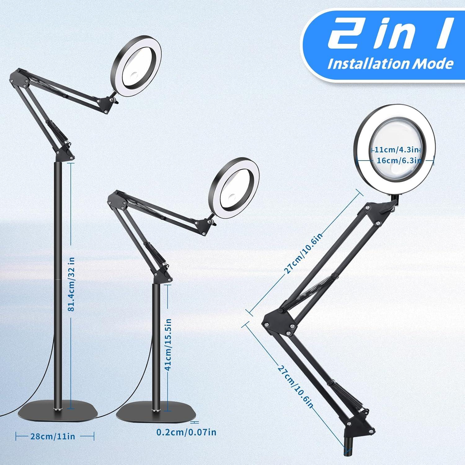 Lupa de Piso NZQXJXZ 10X 30X con Luz LED y Soporte Ajustable