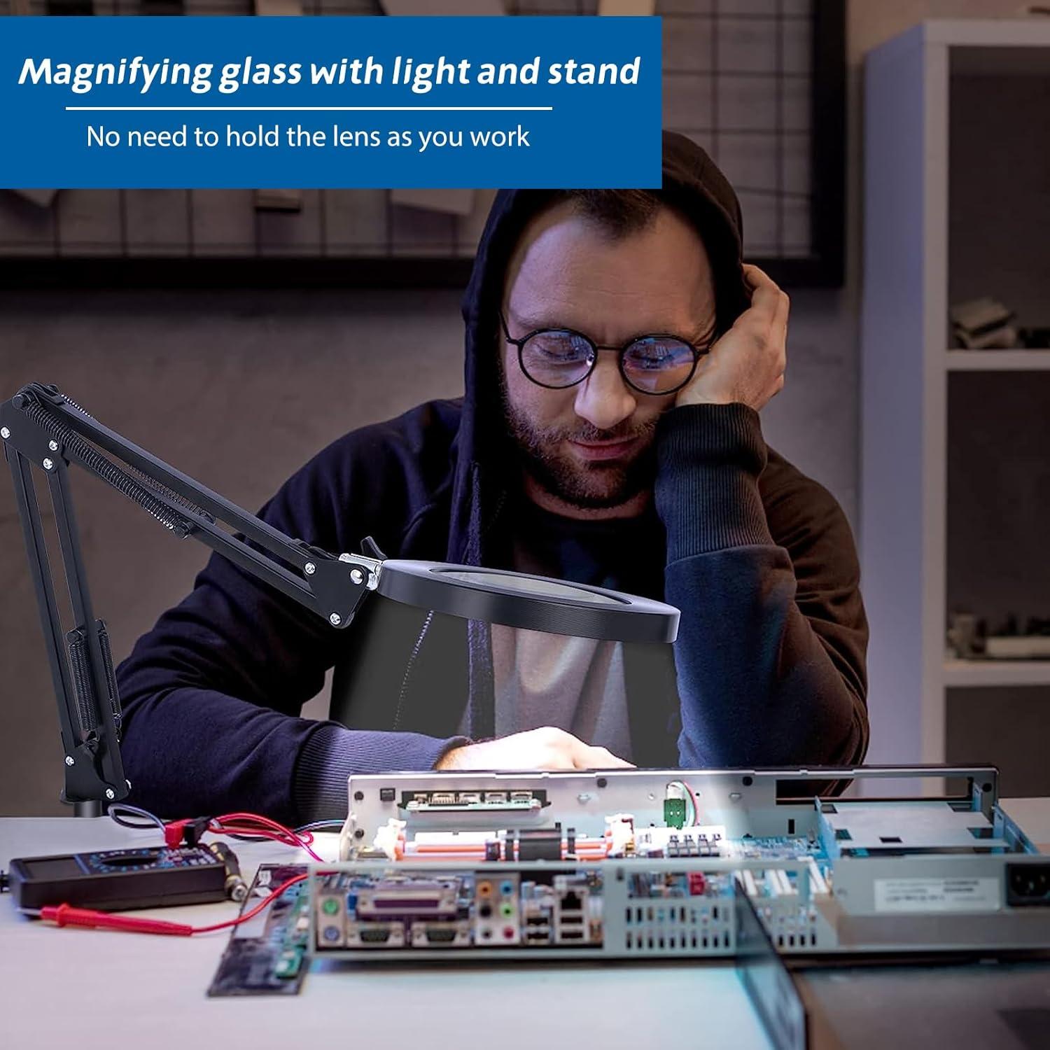 Lupa de Piso NZQXJXZ 10X 30X con Luz LED y Soporte Ajustable