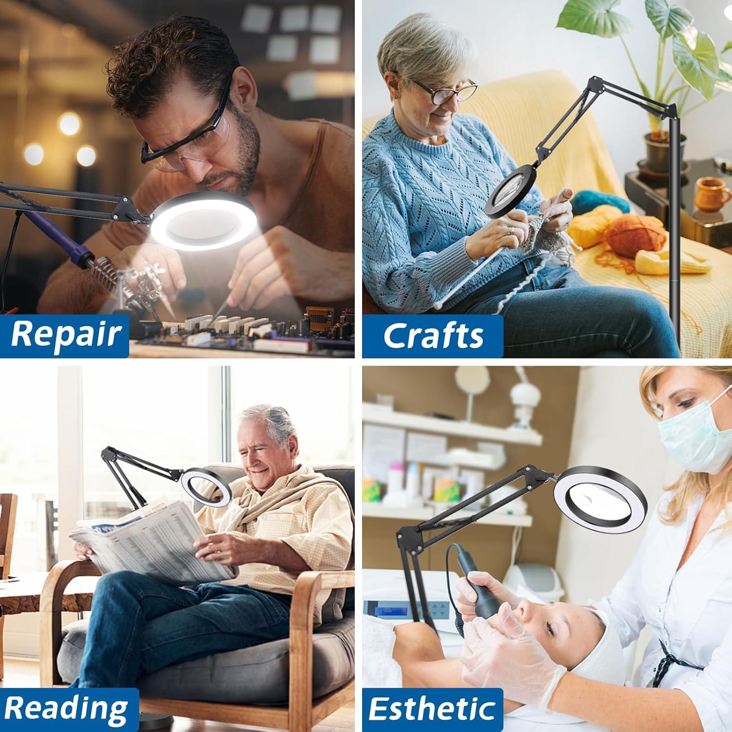 Lupa de Piso NZQXJXZ 10X 30X con Luz LED y Soporte Ajustable