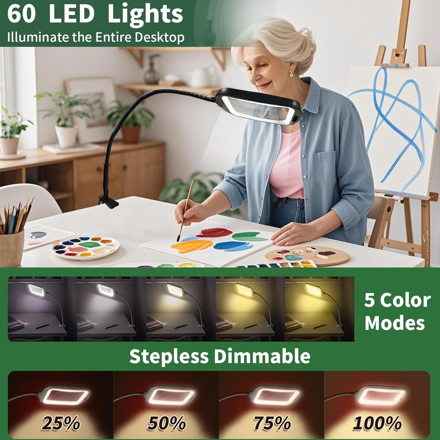 Lupa de Piso GABORISH 10X con Luz LED y Soporte Flexible