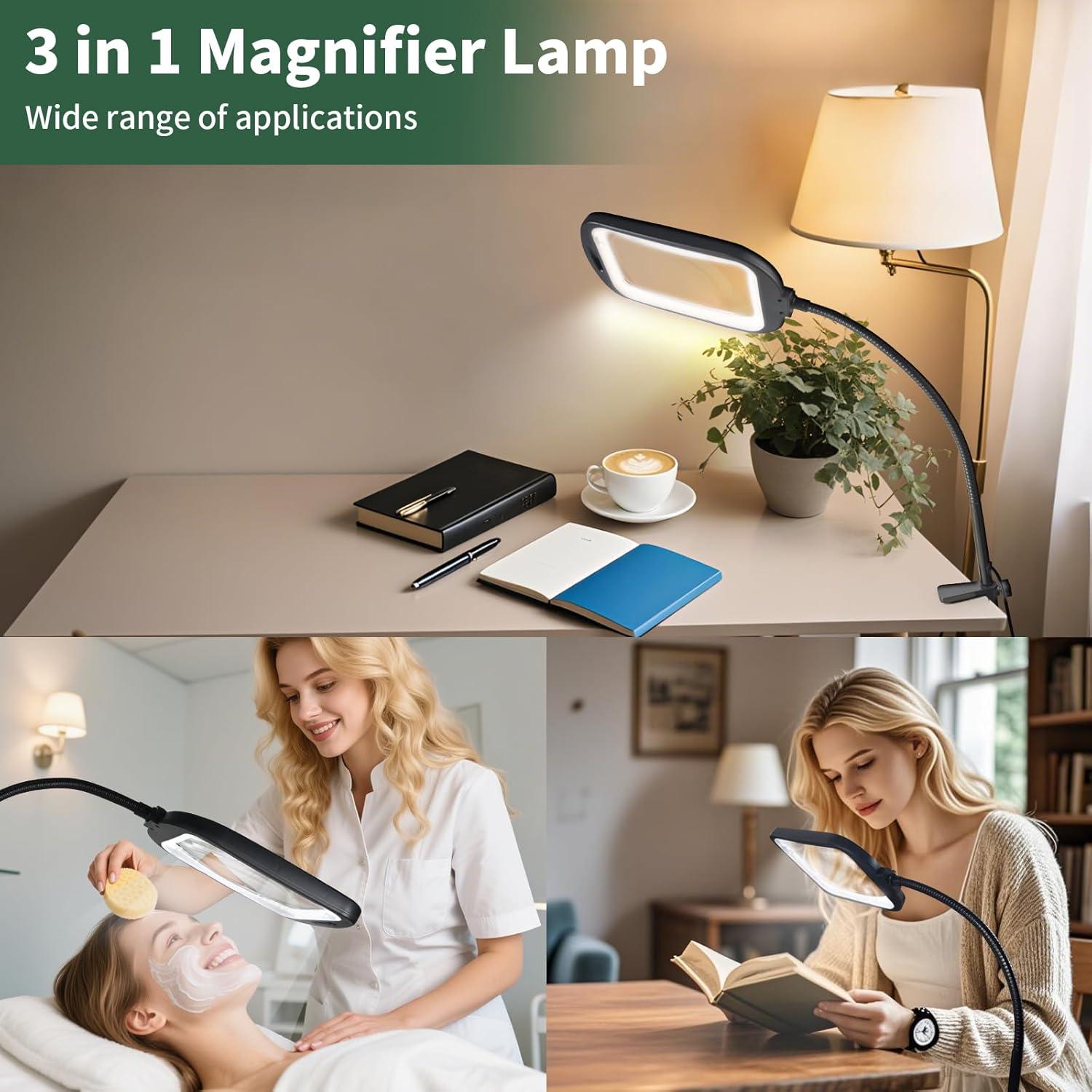 Lupa de Piso GABORISH 10X con Luz LED y Soporte Flexible