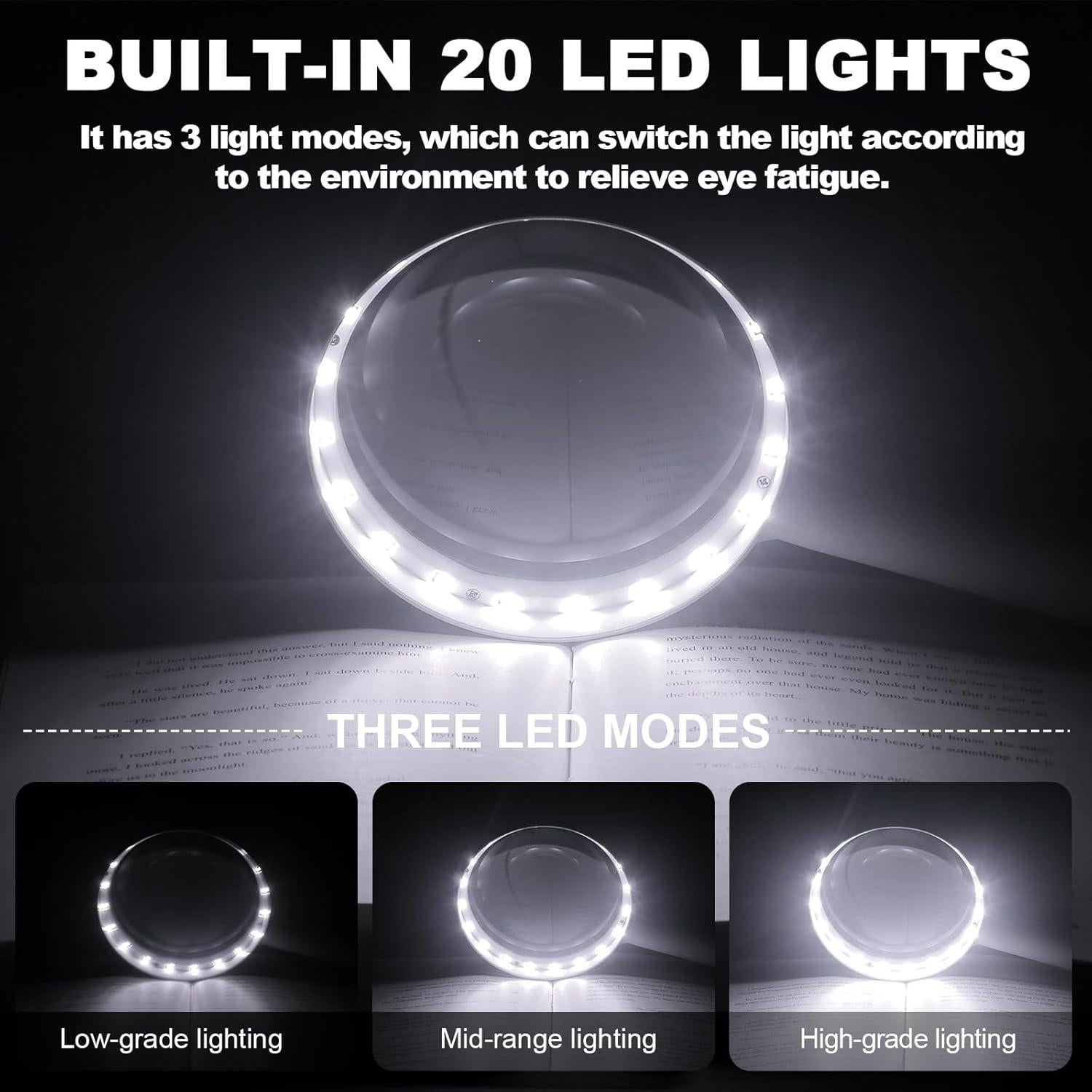 Lupa de Mano 30X NUEYiO con Luz LED y Batería Recargable