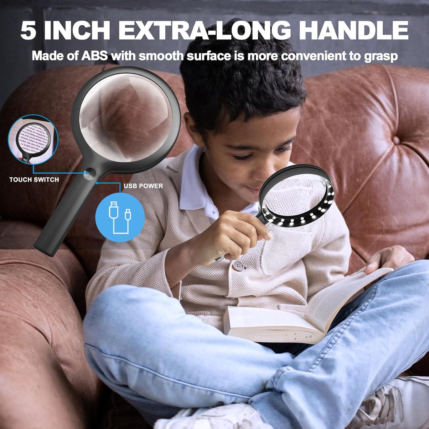 Lupa de Mano 30X NUEYiO con Luz LED y Batería Recargable