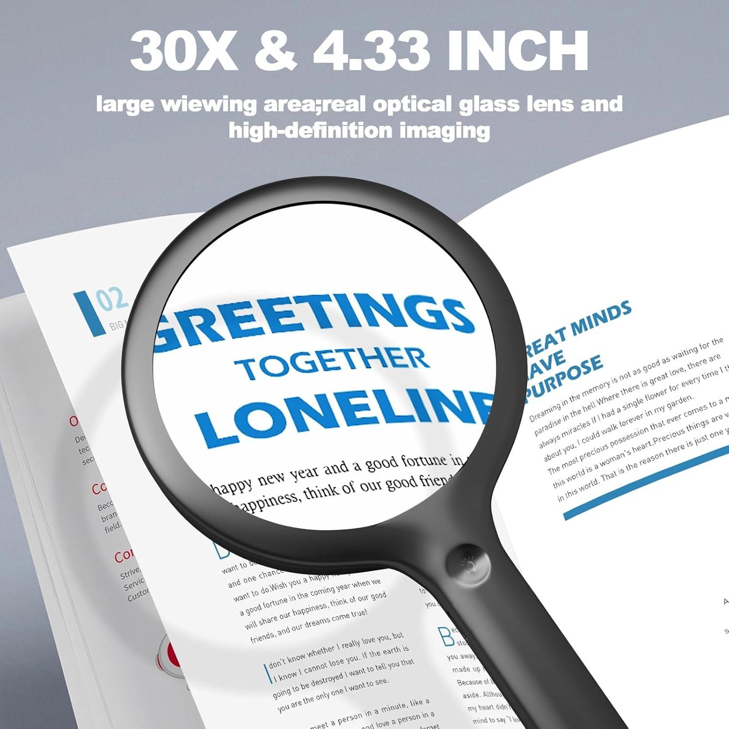 Lupa de Mano 30X NUEYiO con Luz LED y Batería Recargable