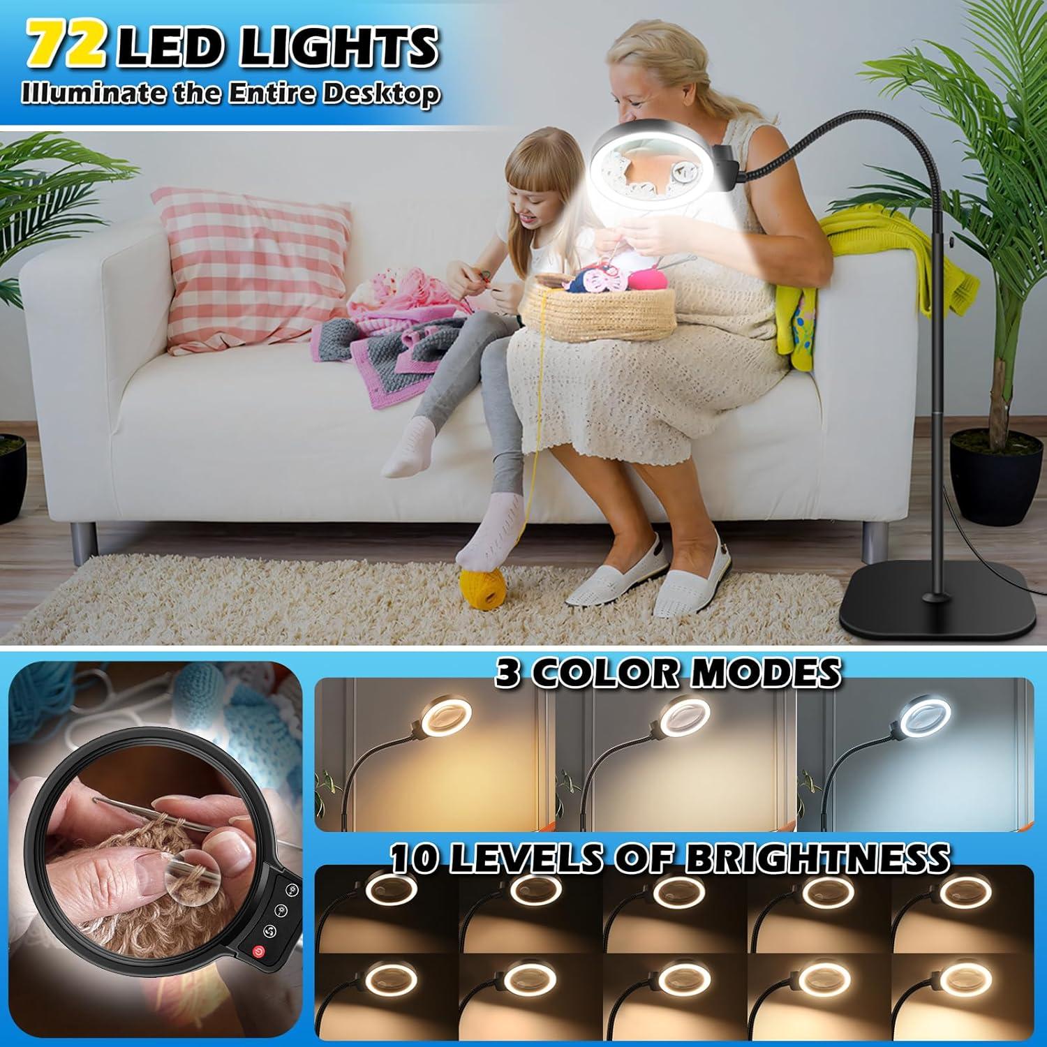 Lupa de Piso HQGZQL 30X 10X con Luz LED Ajustable 2 en 1