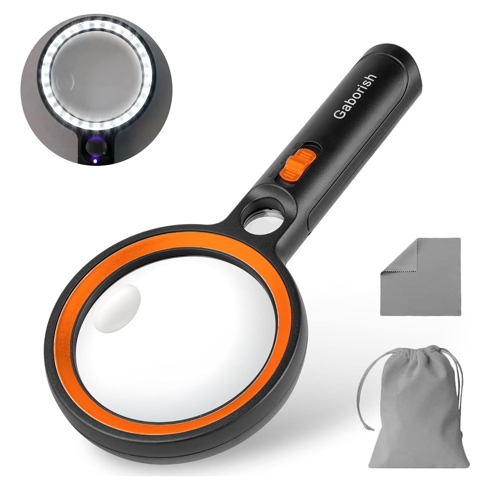 Lupa iluminada GABORISH 10X 20X 45X con 30 luces LED