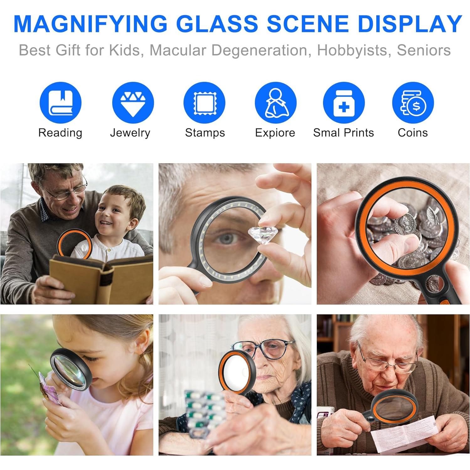 Lupa iluminada GABORISH 10X 20X 45X con 30 luces LED