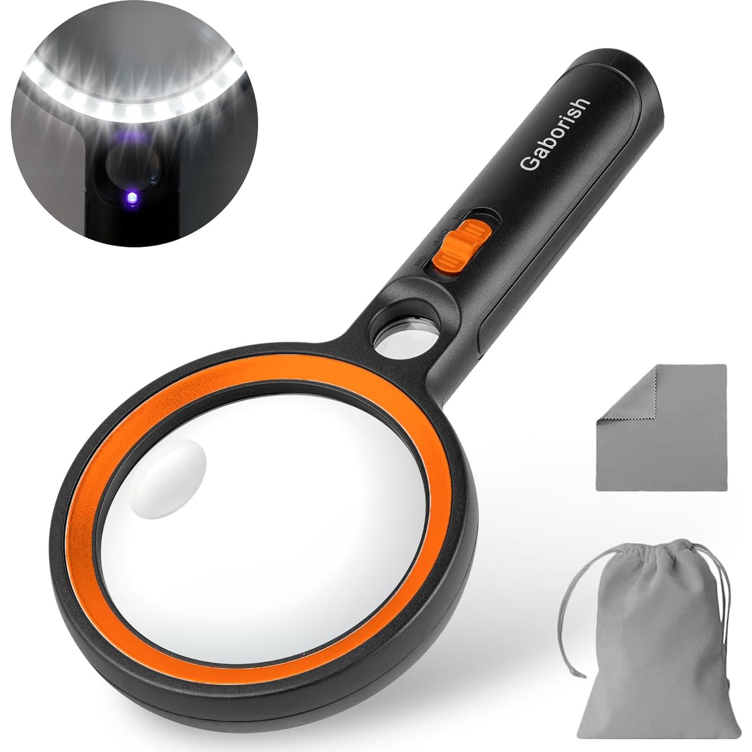 Lupa iluminada GABORISH 10X 20X 45X con 30 luces LED