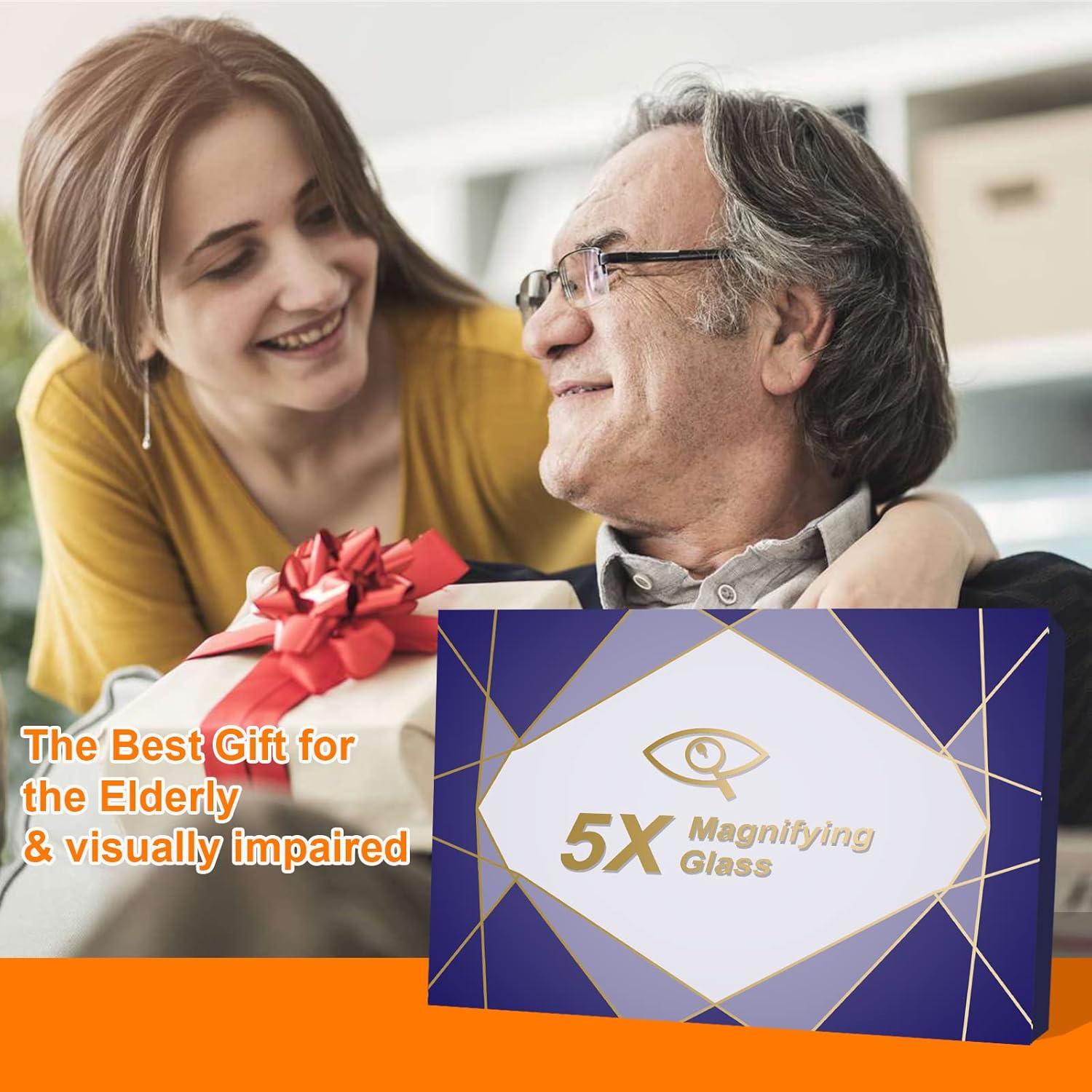 Lupa de Lectura 5X JUOIFIP Plata para Ancianos