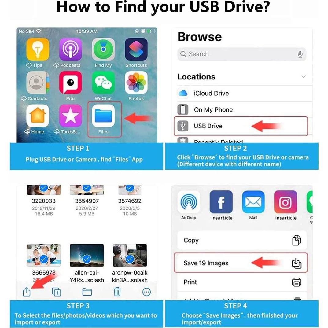 Adaptador Lightning a USB Wahbite OTG para iPhone y iPad