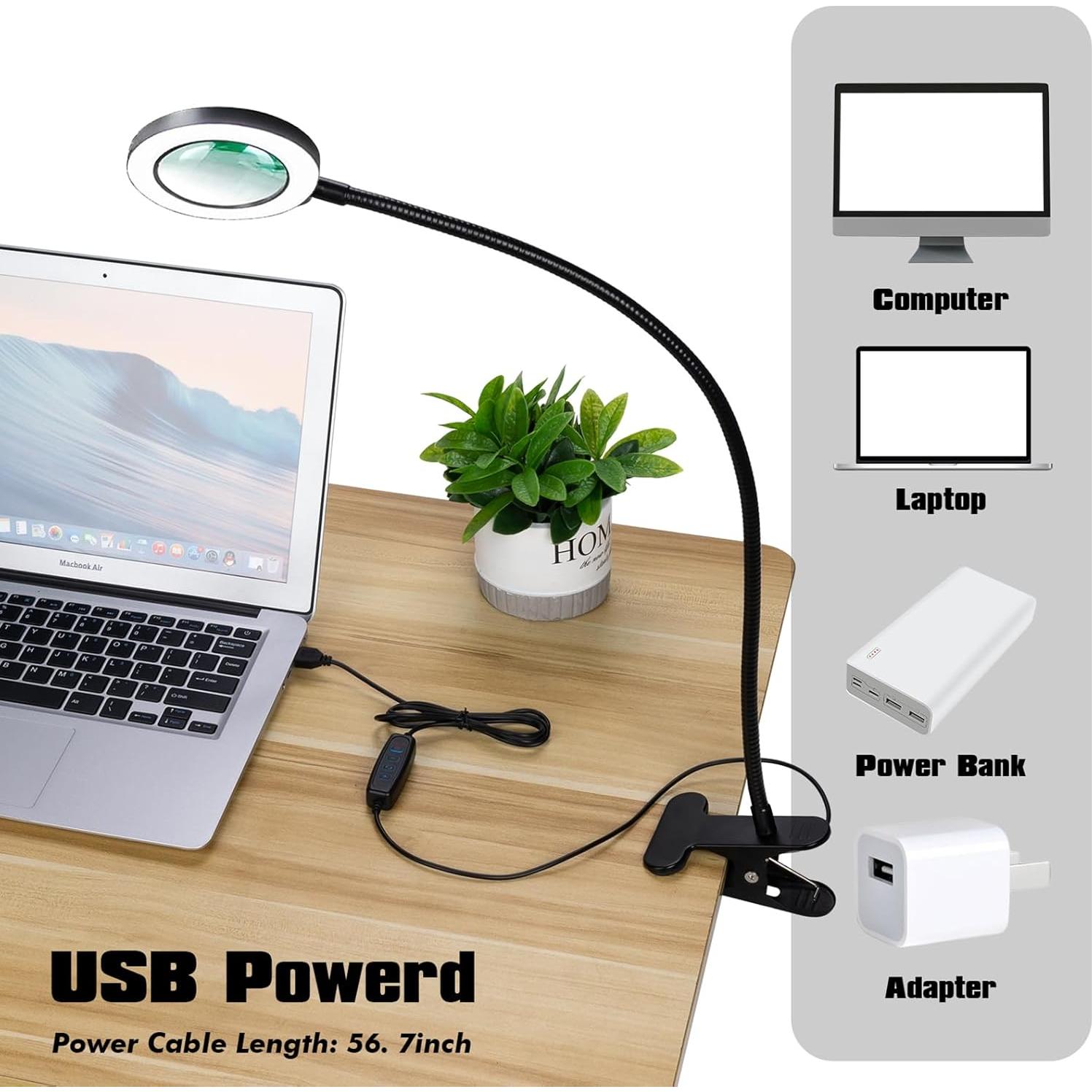 Lupa de Escritorio con Luz Yeegras 10x y Brazo Flexible