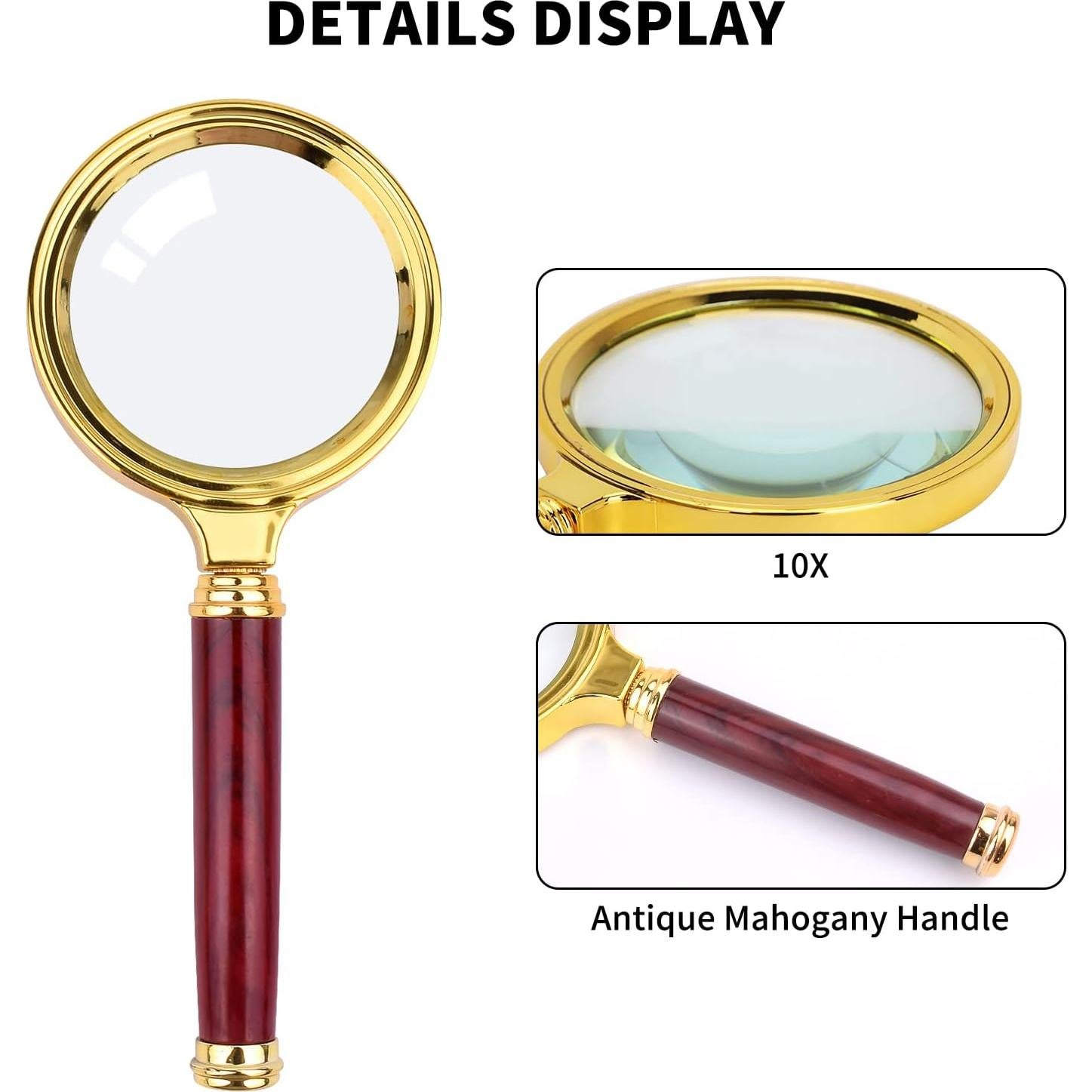 Lupa de Lectura 10X SAYEEC con Mango de Caoba Antigua