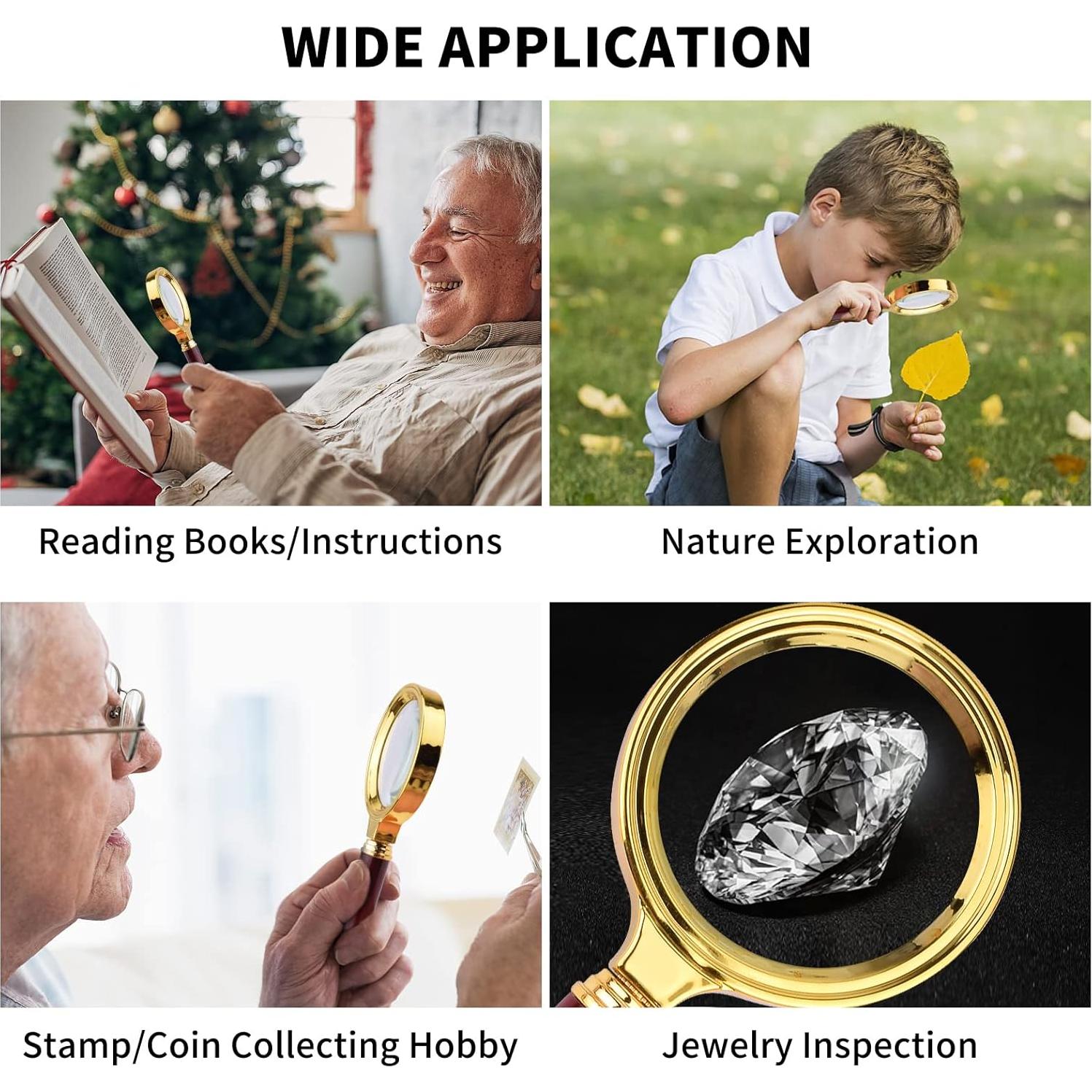 Lupa de Lectura 10X SAYEEC con Mango de Caoba Antigua