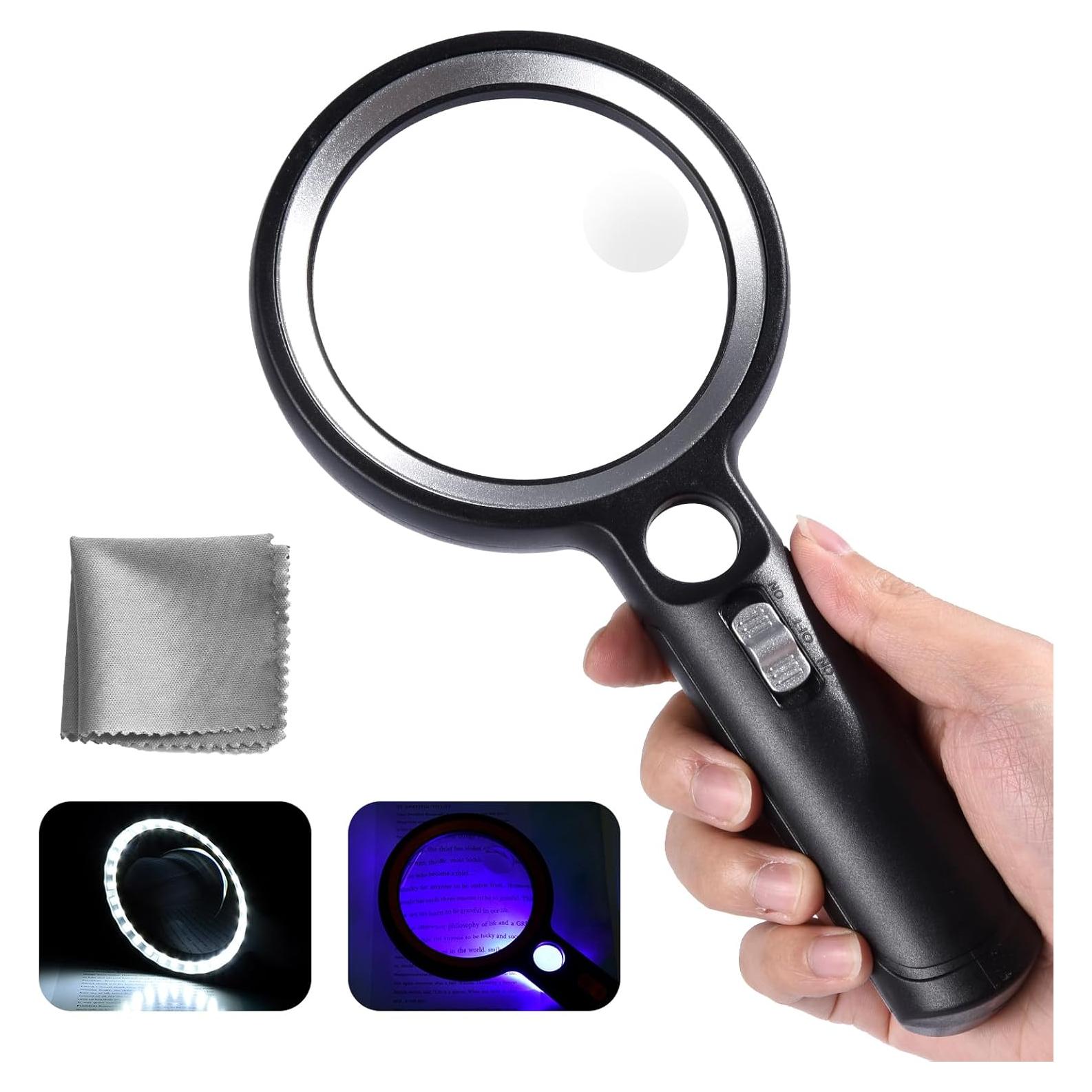 Lupa iluminada Ntrjtrss 30X con 30 LEDs y lente anti-reflejo