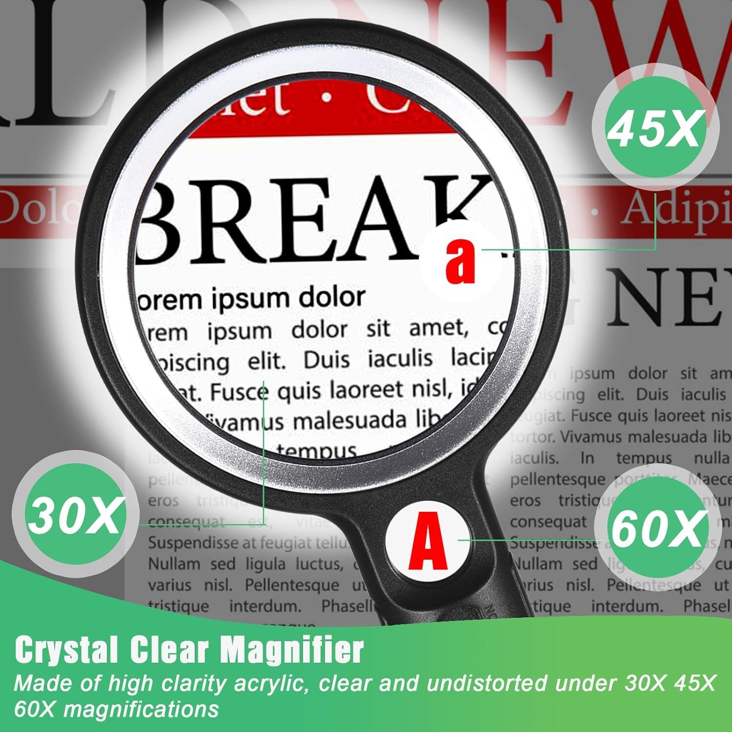 Lupa iluminada Ntrjtrss 30X con 30 LEDs y lente anti-reflejo