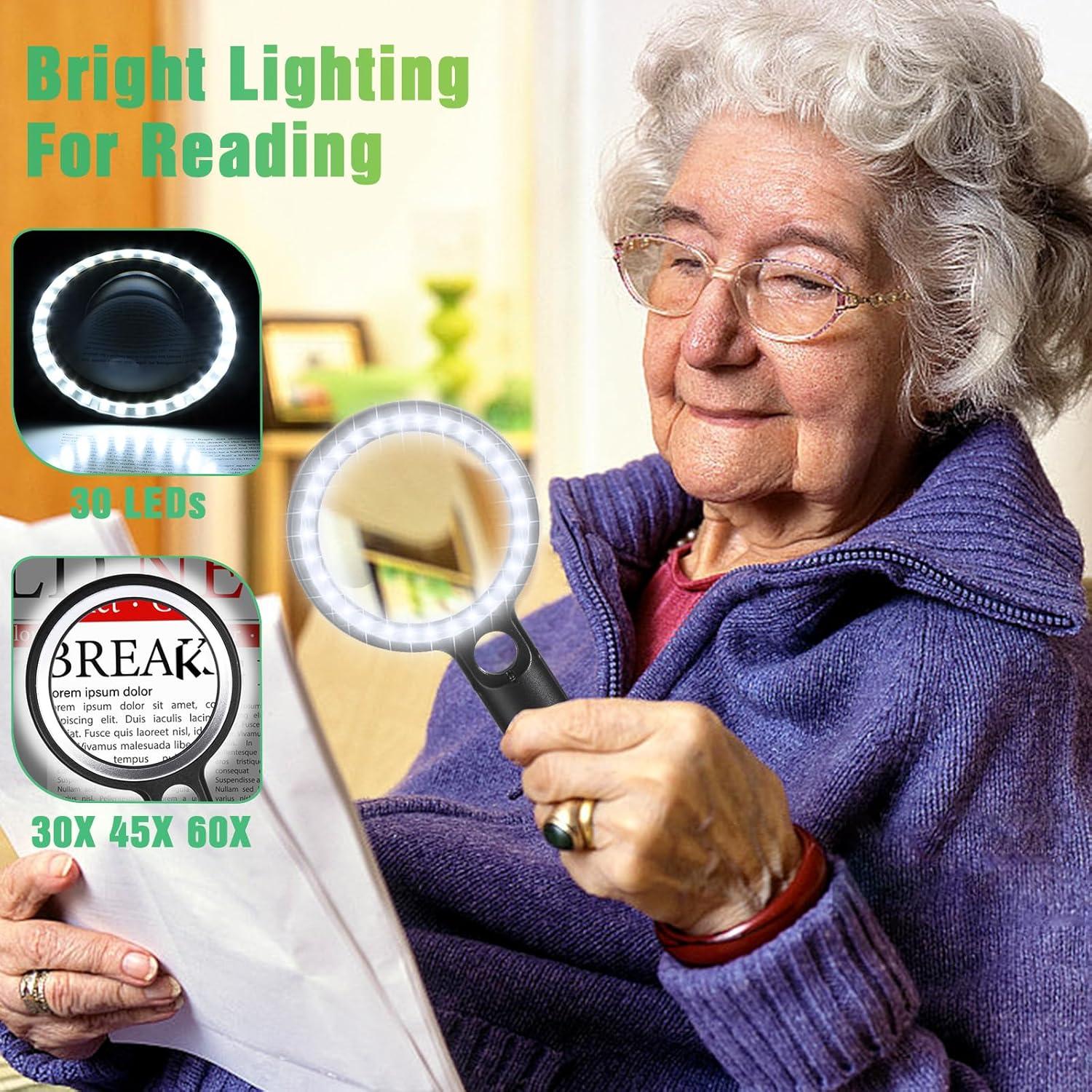 Lupa iluminada Ntrjtrss 30X con 30 LEDs y lente anti-reflejo