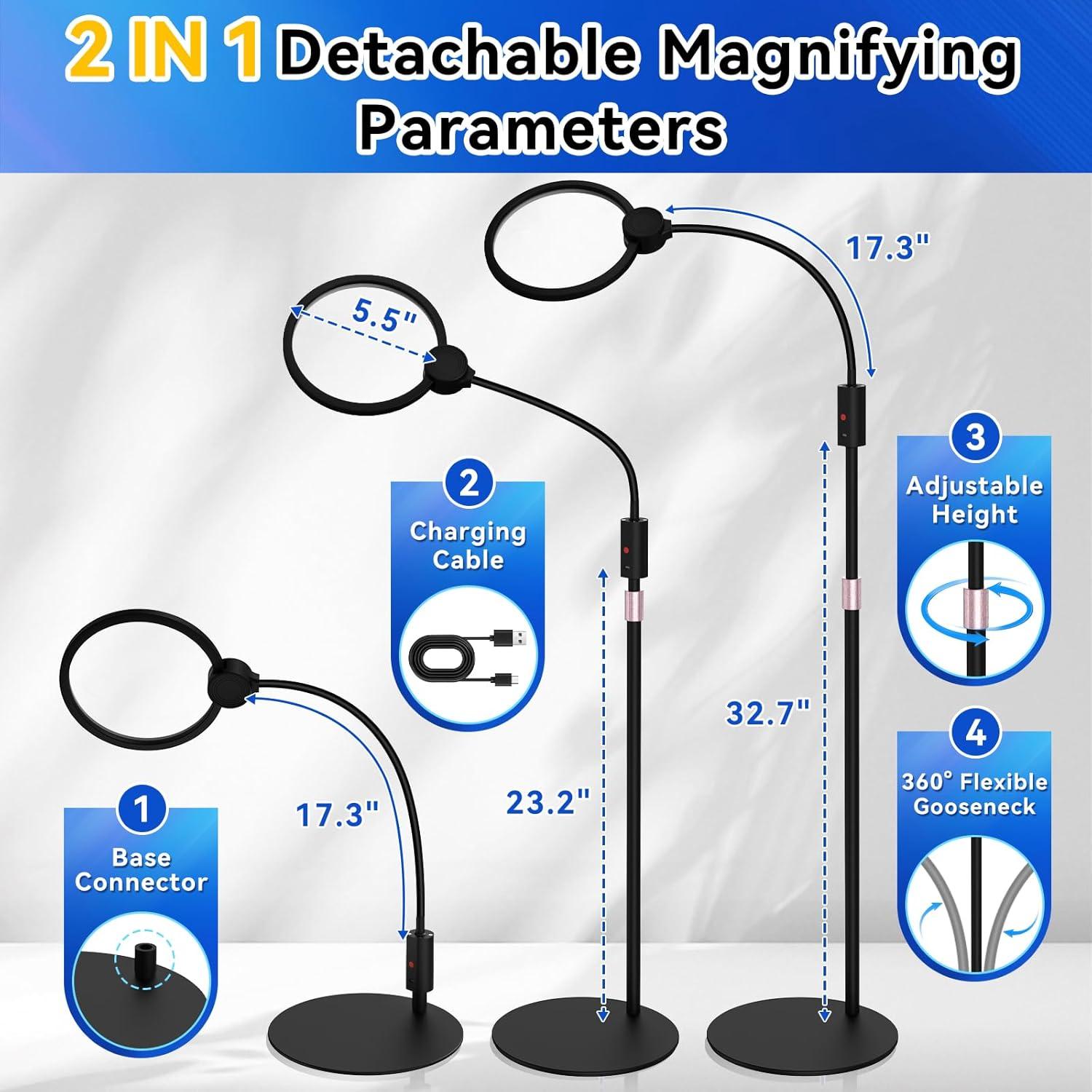 Lupa de Piso KINSUTO 10x con Luz LED Regulable 12.7 cm