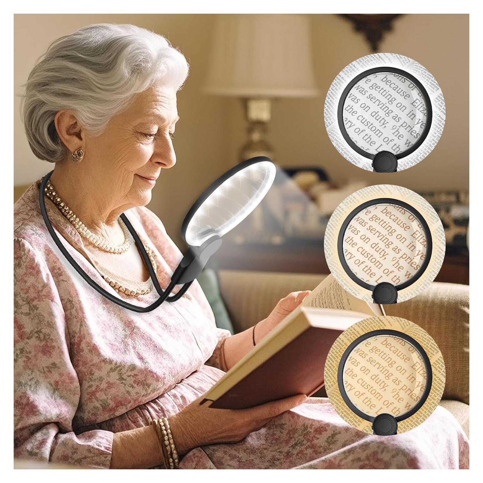 Lupa de Mano KINSUTO 5X con Luz LED Recargable para Lectura