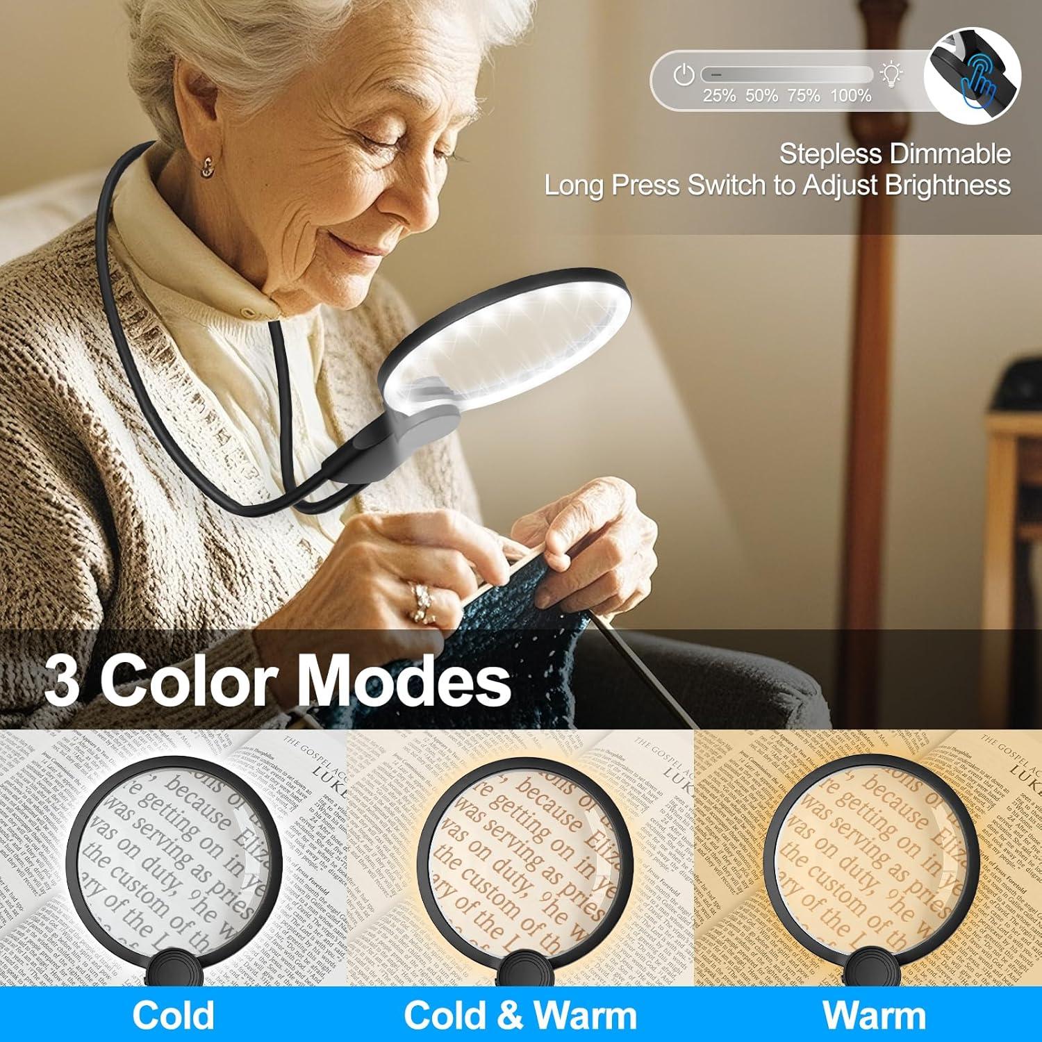 Lupa de Mano KINSUTO 5X con Luz LED Recargable para Lectura