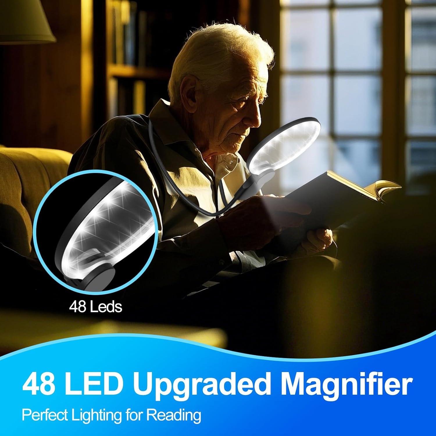 Lupa de Mano KINSUTO 5X con Luz LED Recargable para Lectura