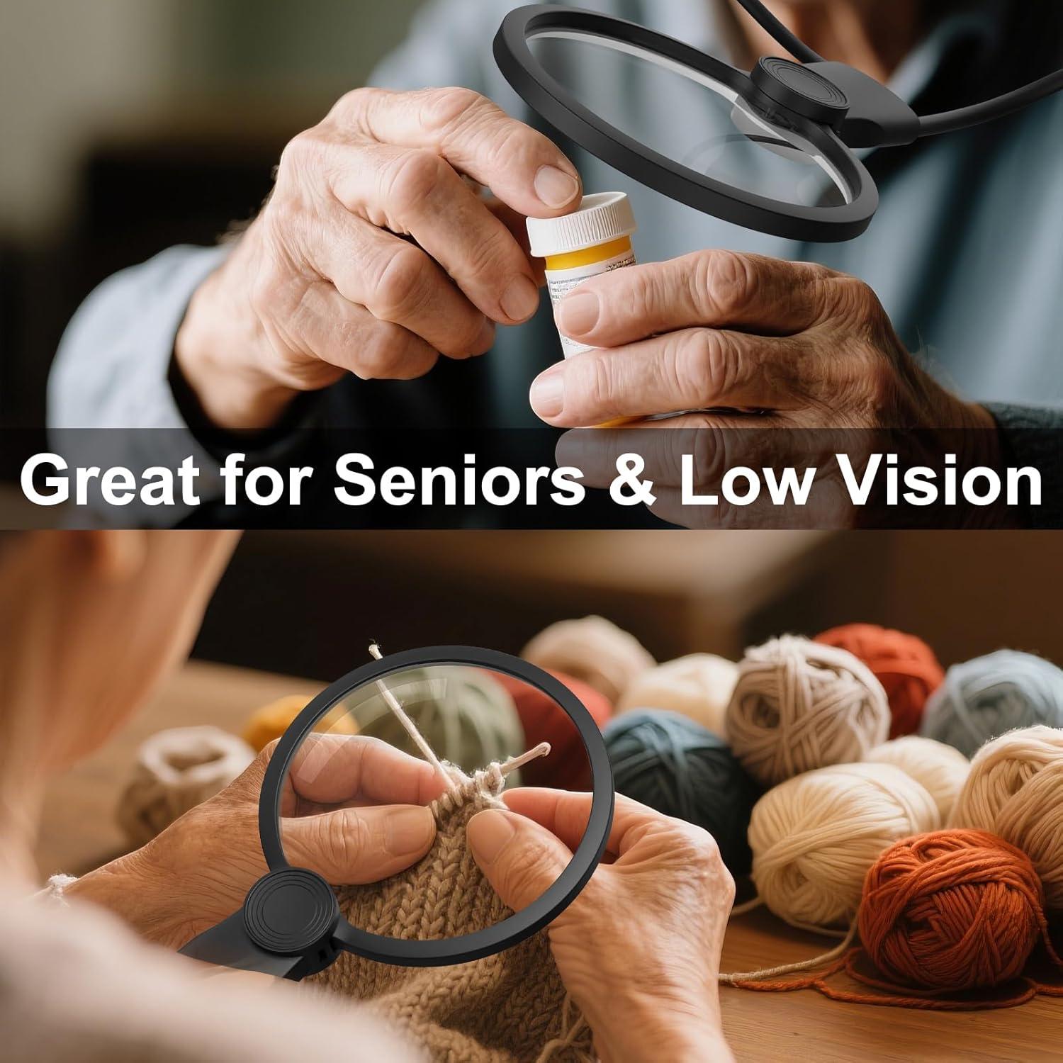 Lupa de Mano KINSUTO 5X con Luz LED Recargable para Lectura