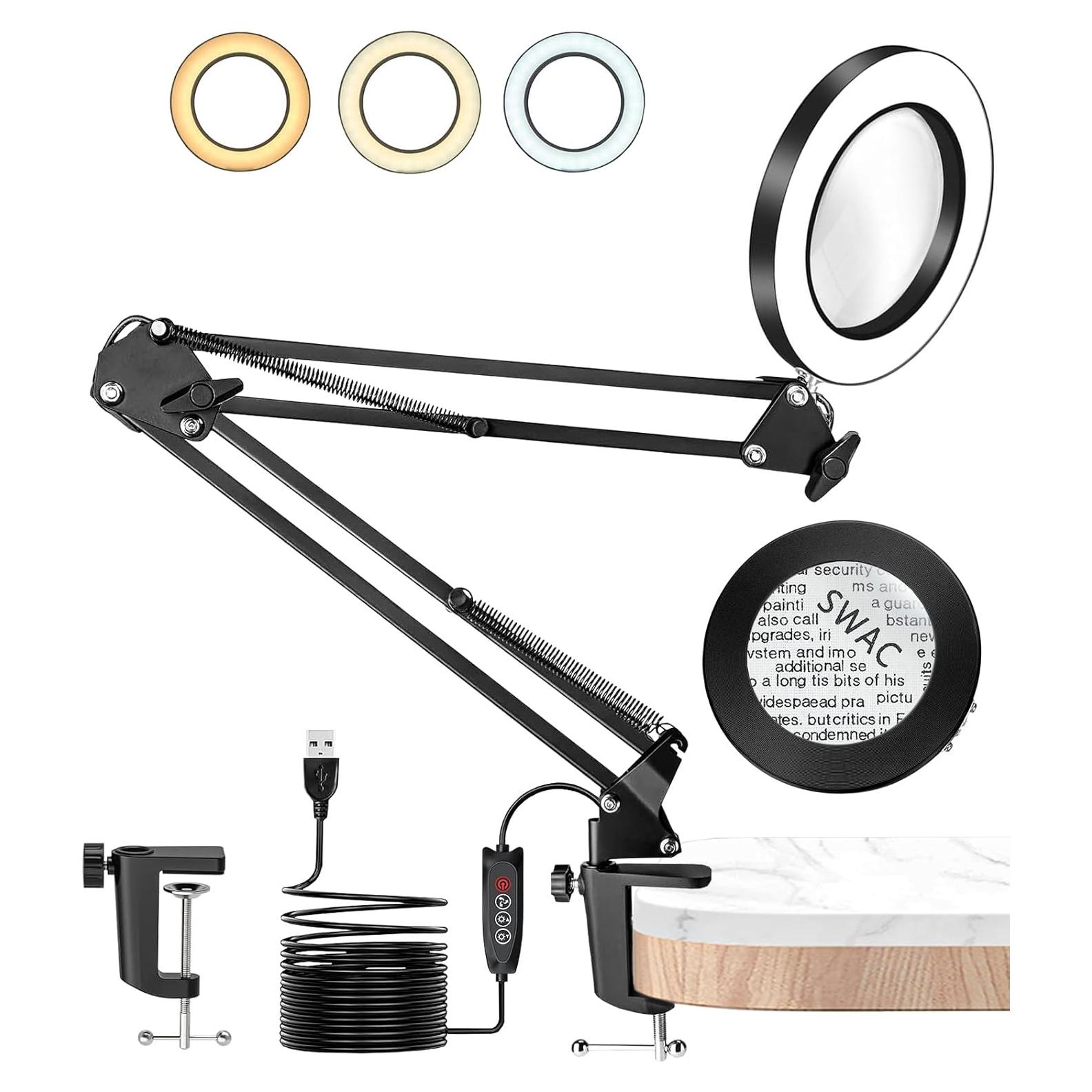 Lupa iluminada TANYO 10x con Luz LED y Brazo Flexible