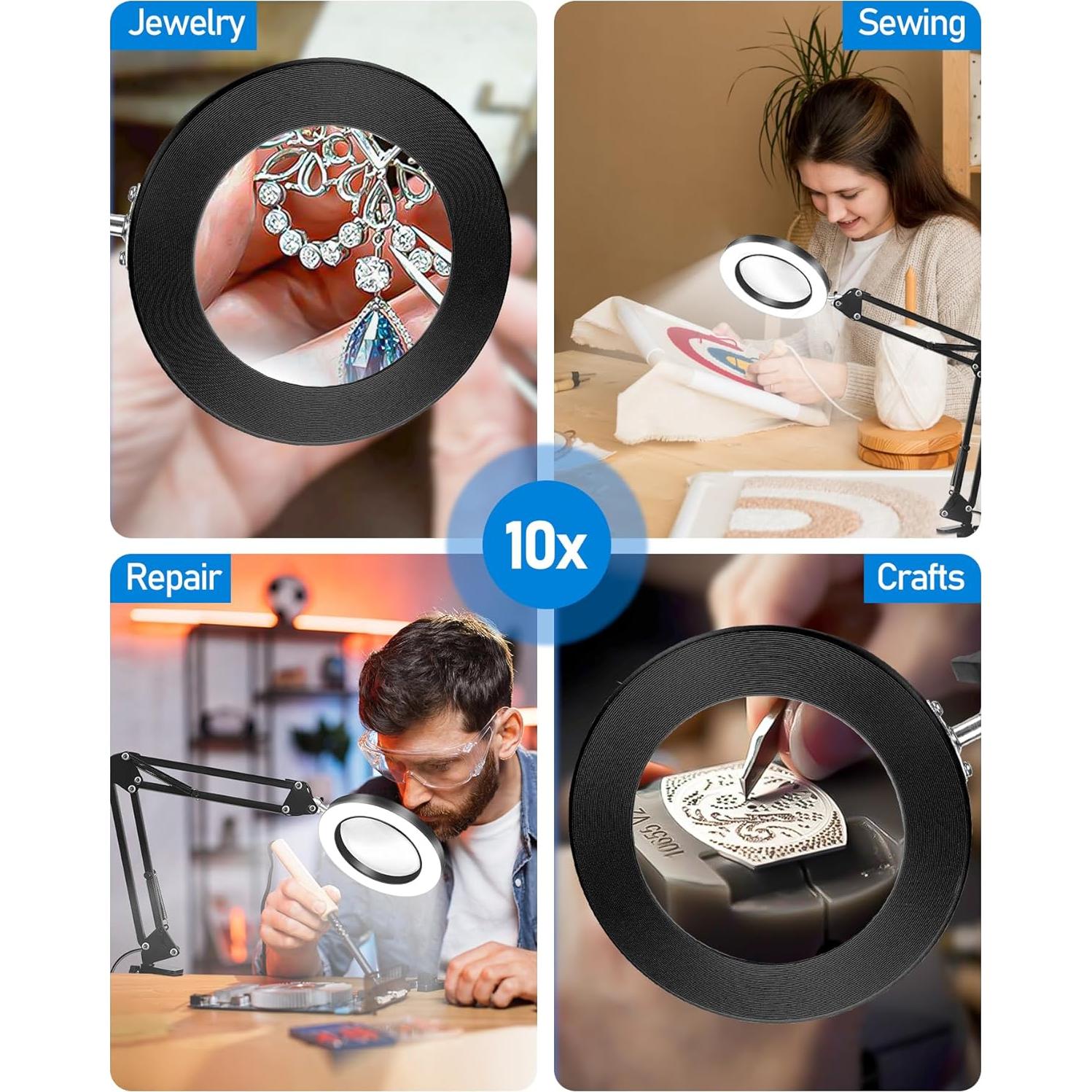 Lupa iluminada TANYO 10x con Luz LED y Brazo Flexible