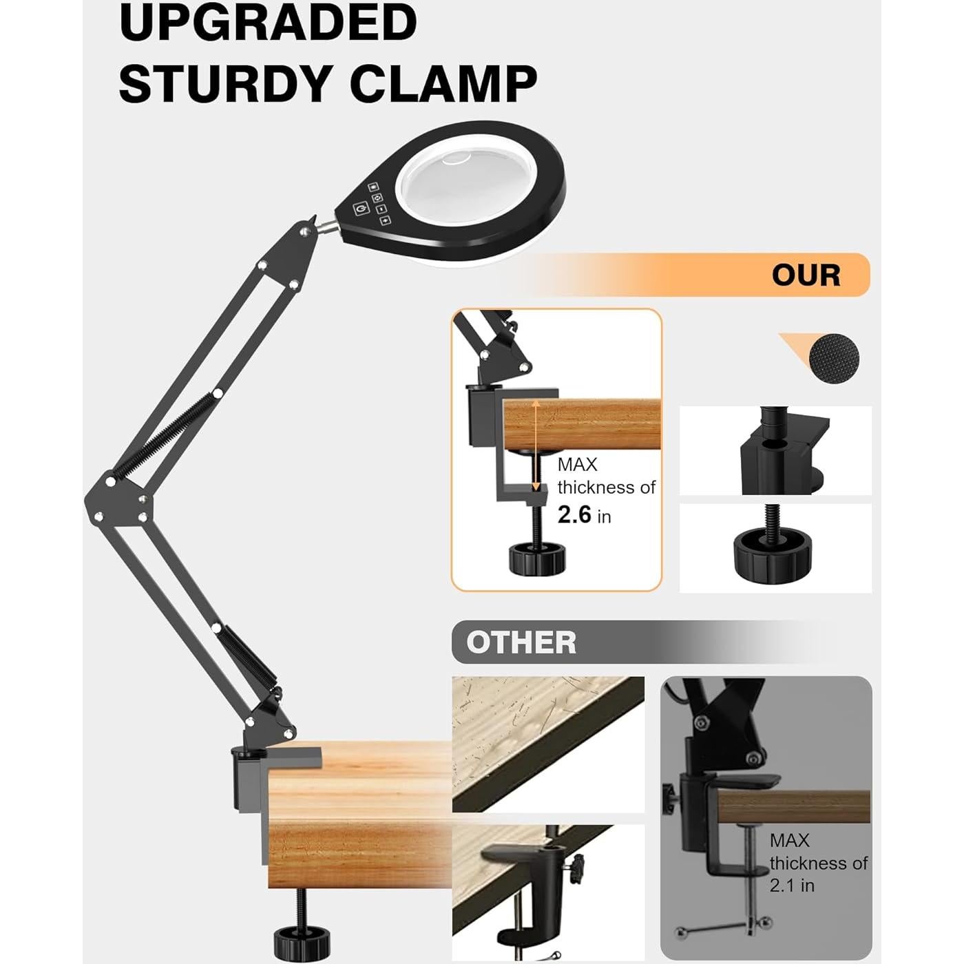 Lupa Iluminada NAKOOS 10X/5X con Luz Regulable y Abrazadera