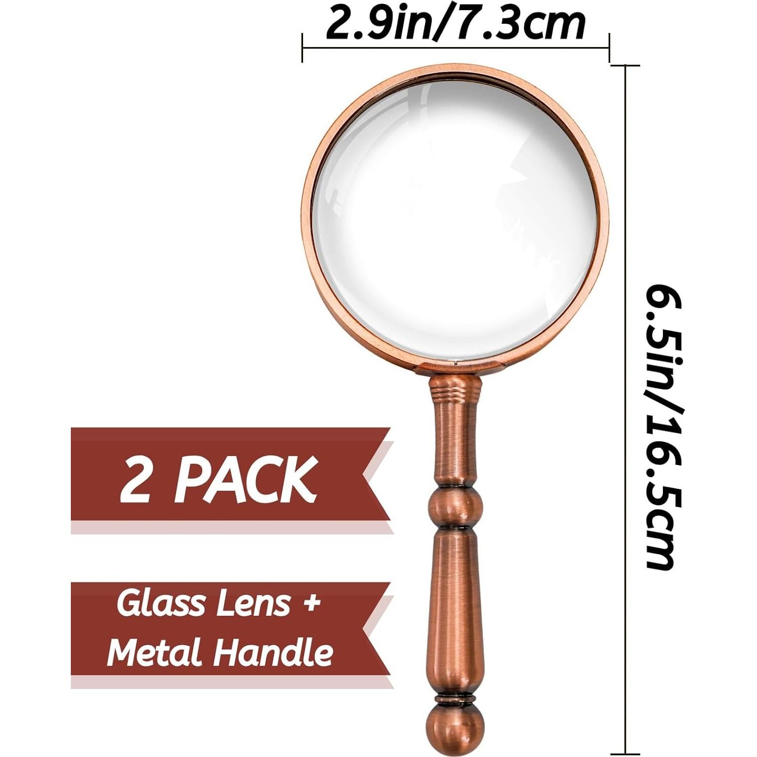 Lupa de Mano 6X Youeon con Mango de Metal - Portátil y Compacta