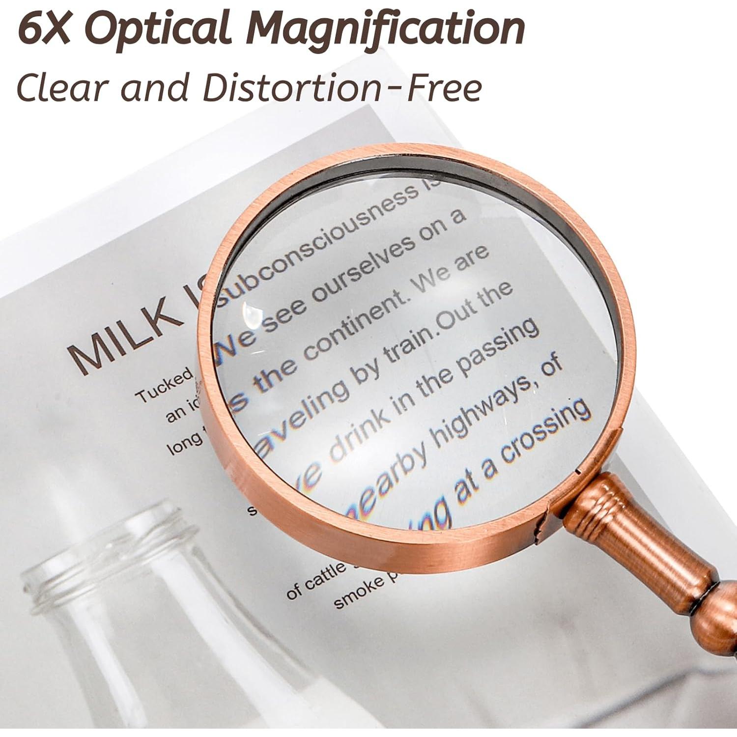 Lupa de Mano 6X Youeon con Mango de Metal - Portátil y Compacta