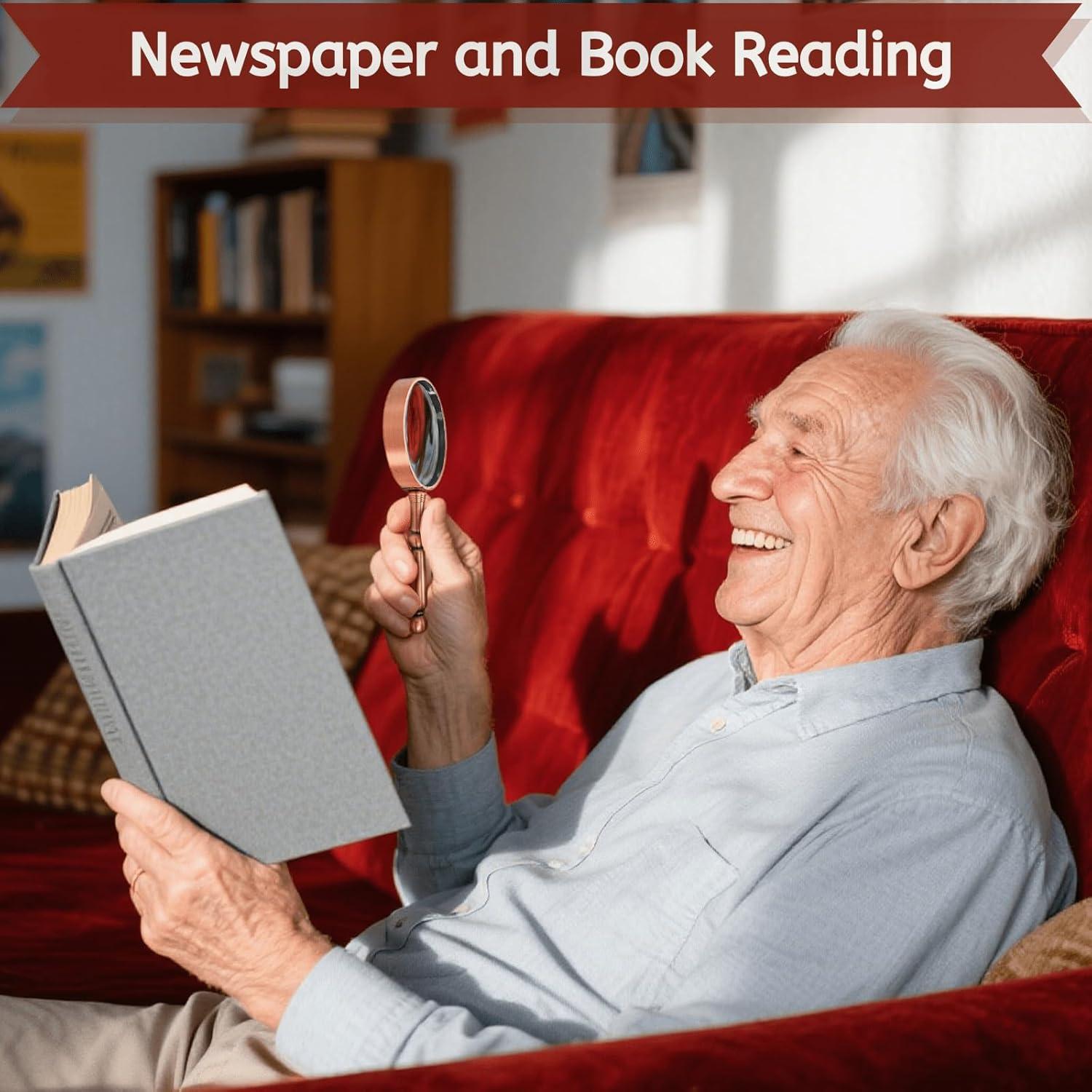 Lupa de Mano 6X Youeon con Mango de Metal - Portátil y Compacta