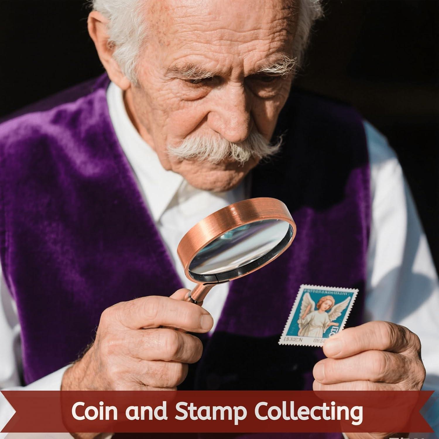 Lupa de Mano 6X Youeon con Mango de Metal - Portátil y Compacta