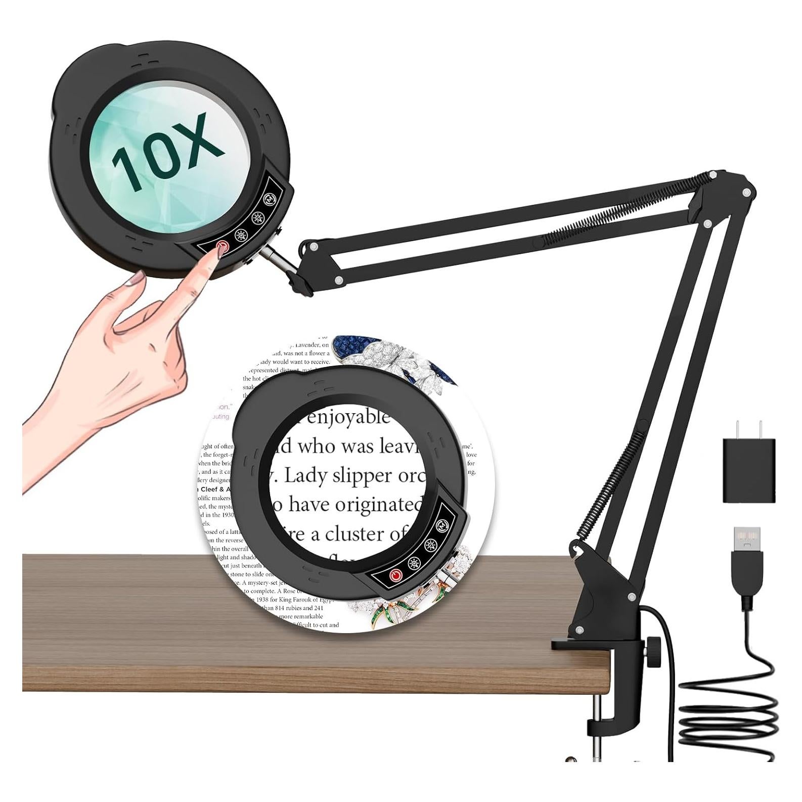 Lupa con Luz LED ZTree 10X y Abrazadera Ajustable 37cm