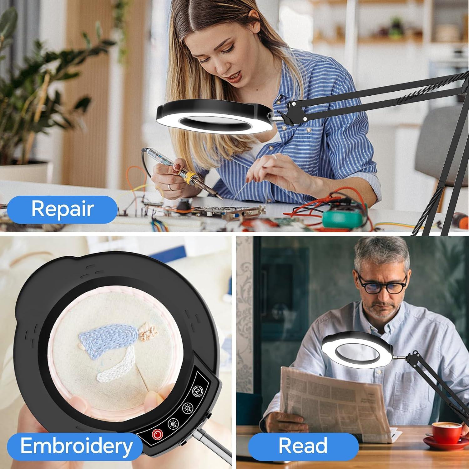 Lupa con Luz LED ZTree 10X y Abrazadera Ajustable 37cm