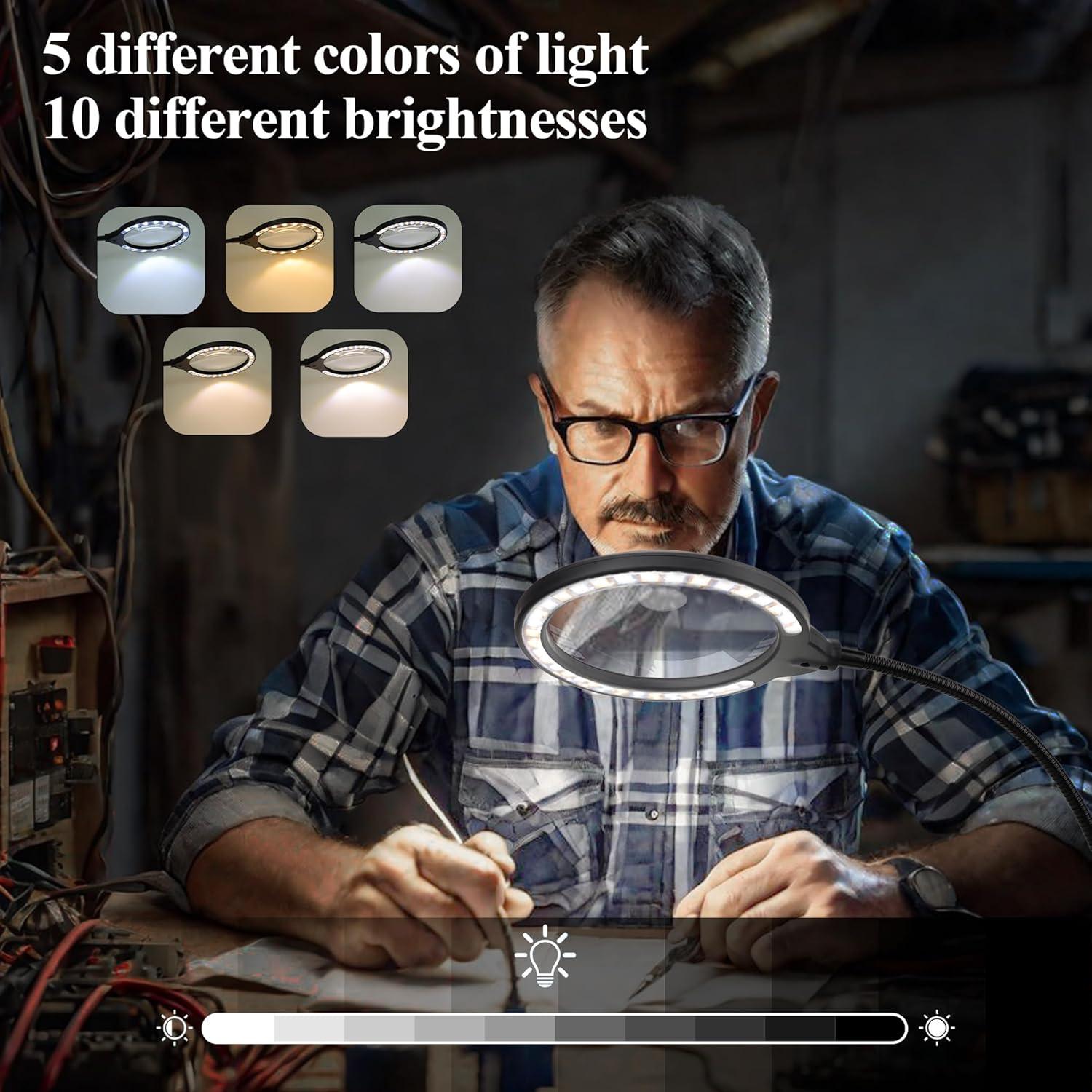 Lupa con Luz Nazano 15X y 8X con Soporte y 5 Modos LED