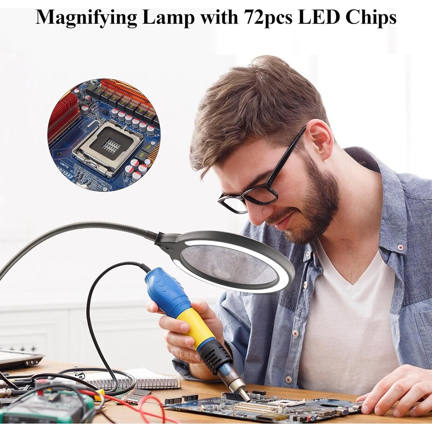 Lupa con Luz Nazano 15X y 8X con Soporte y 5 Modos LED