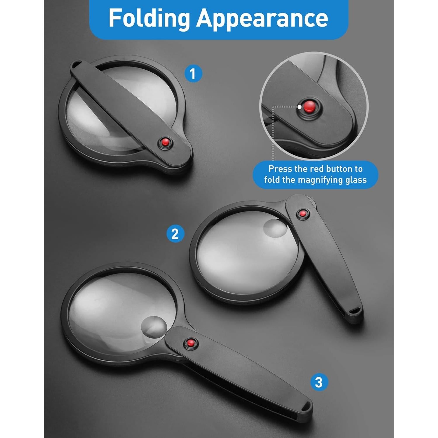 Lupa HDAJY 10X 30X Plegable 100mm para Lectura y Exploración